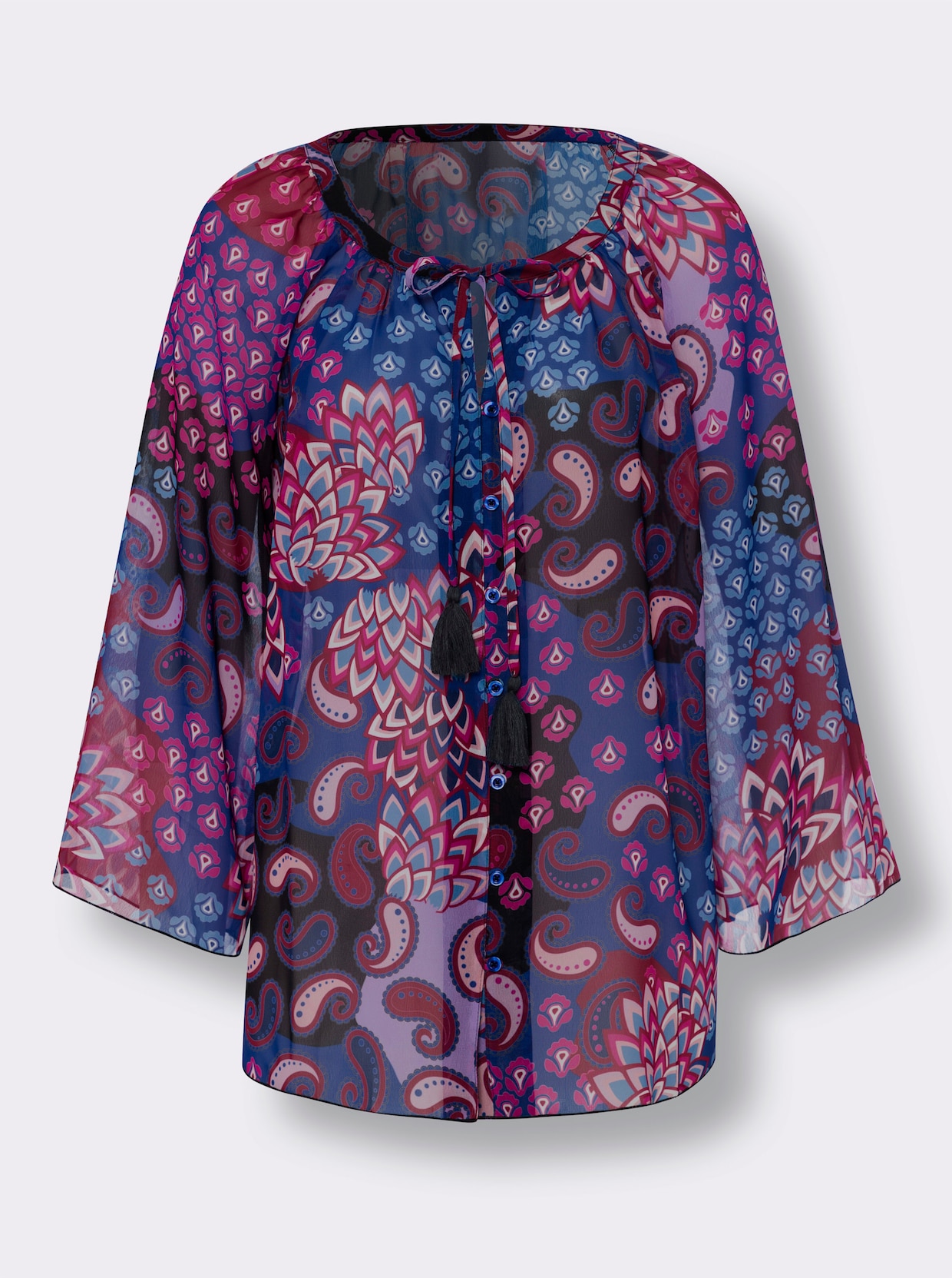 heine Blouse met print - koningsblauw/magenta bedrukt