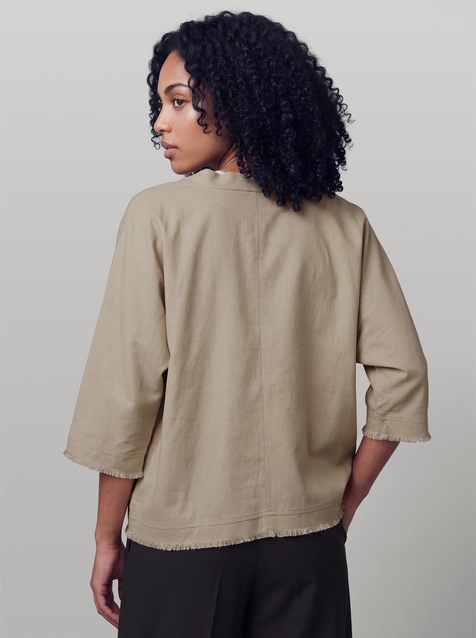 heine Blusenjacke mit Fransenborte - sesam