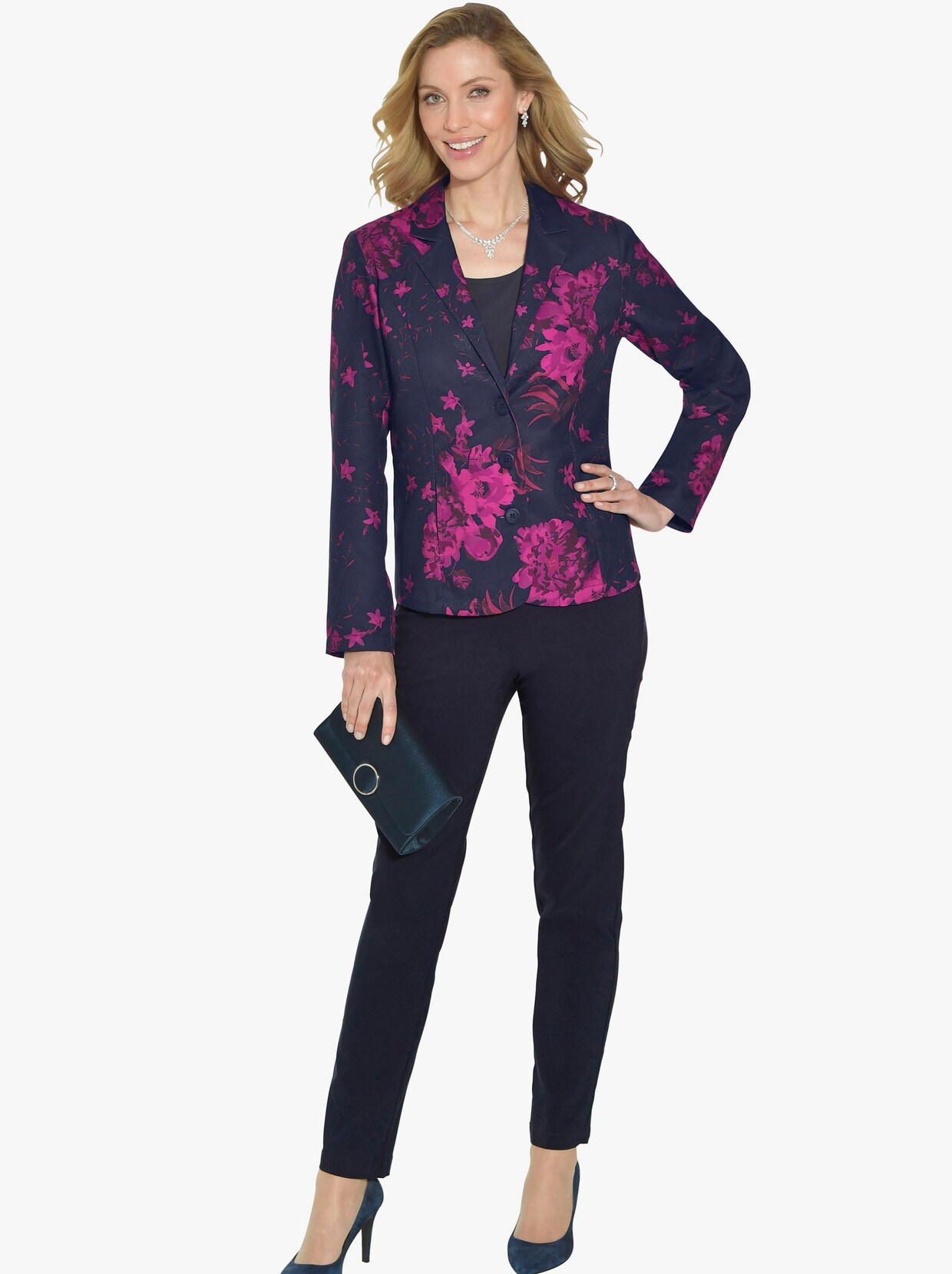 Blazer - marine-malve-bedruckt
