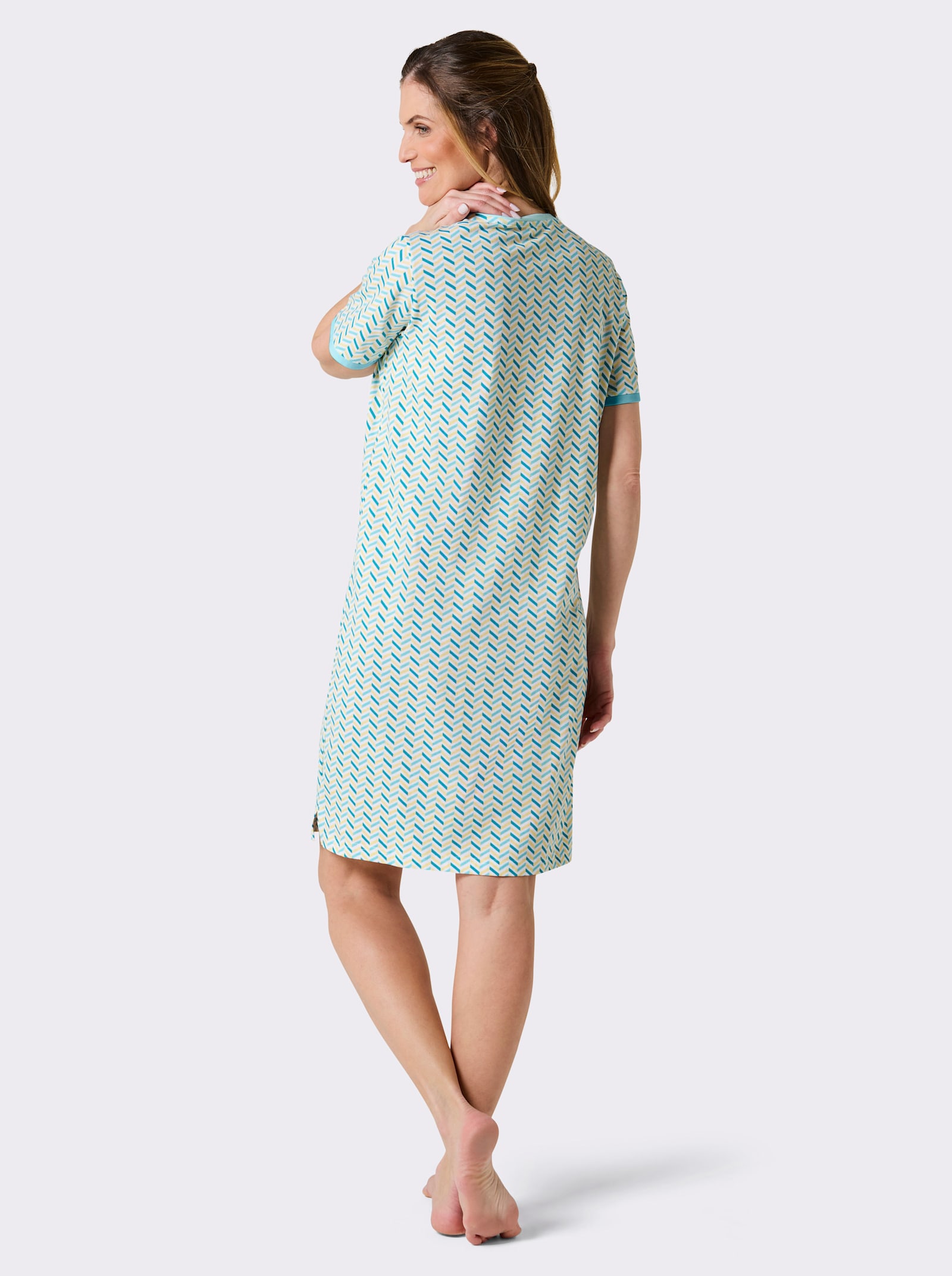 wäschepur Sleepshirts - aquamarin-weiß-bedruckt + flamingo-weiß-bedruckt