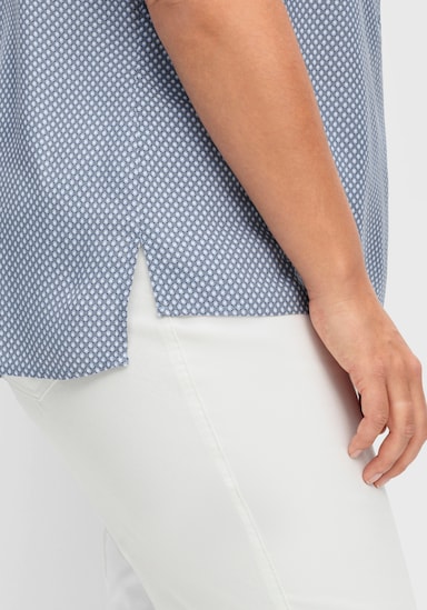 Schlupfbluse - bleu-rauchblau-bedruckt