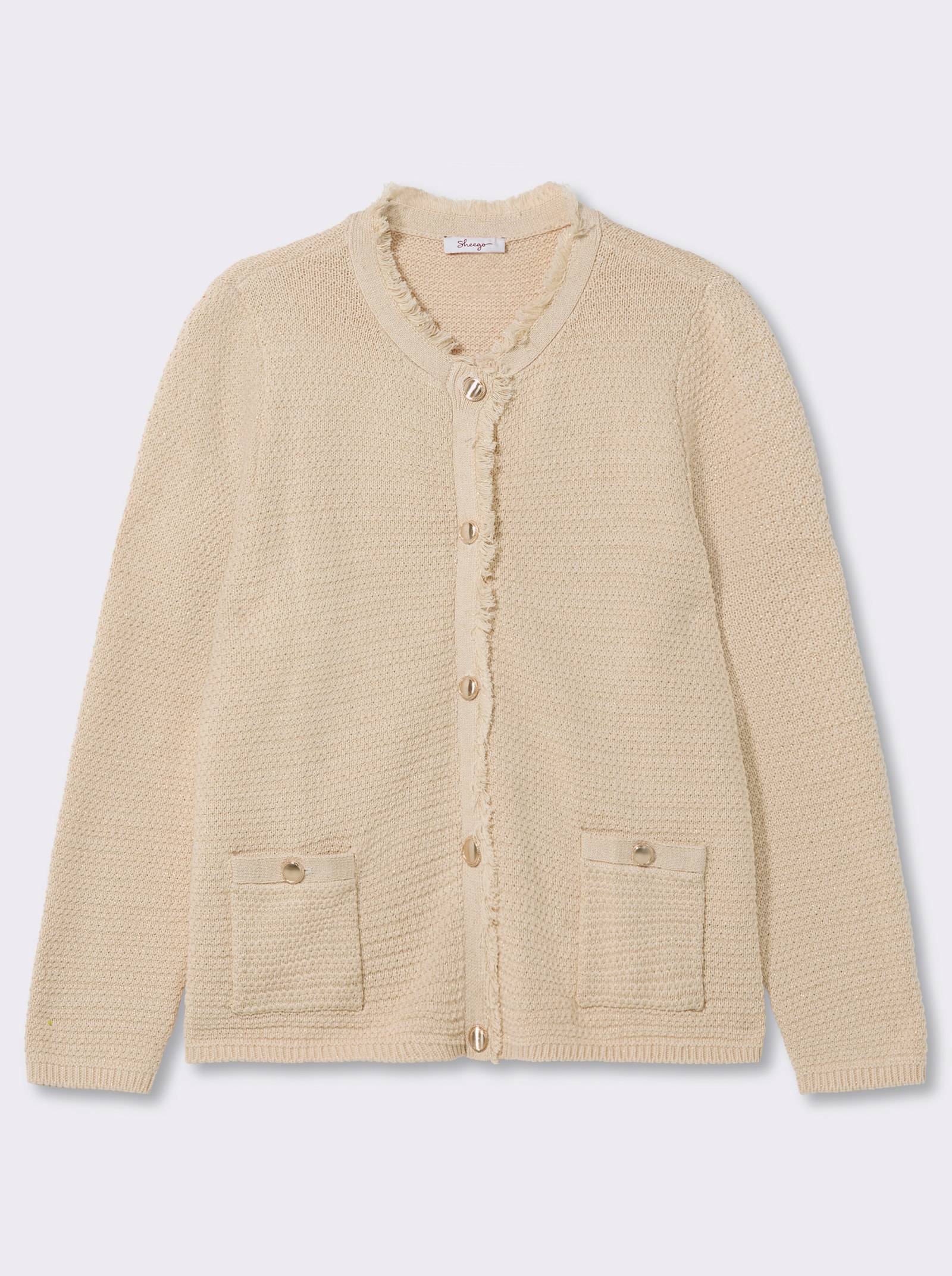 sheego Cardigan mit goldfarbenen Knöpfen - elfenbein