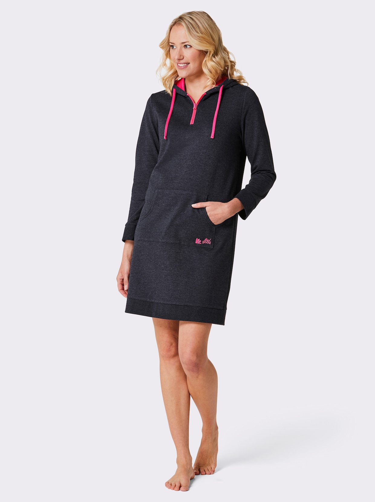 feel good Lang shirt - marine gemêleerd/fuchsia