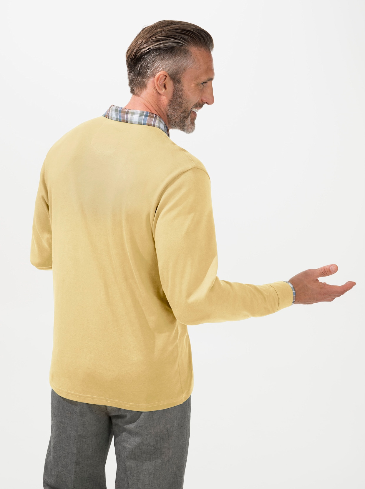 Langarm-Poloshirt - gelb