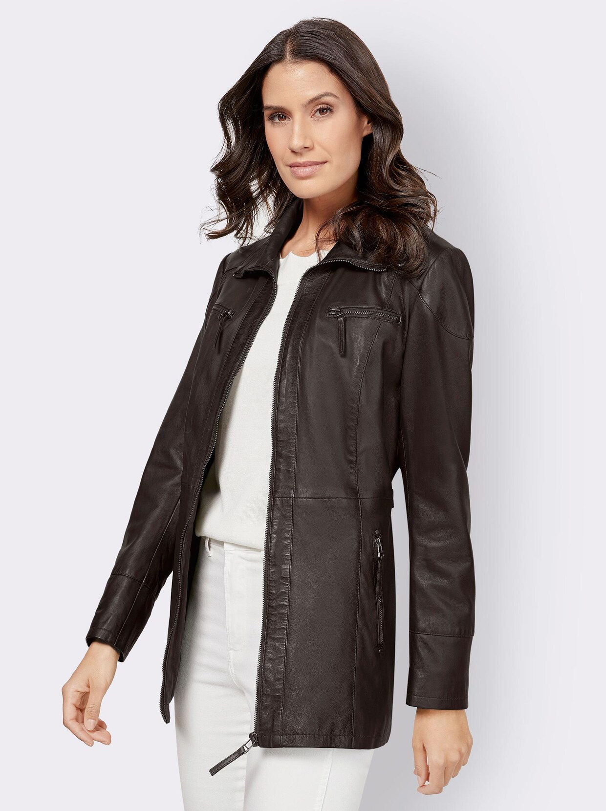 Mainpol Lederjacke - dunkelbraun