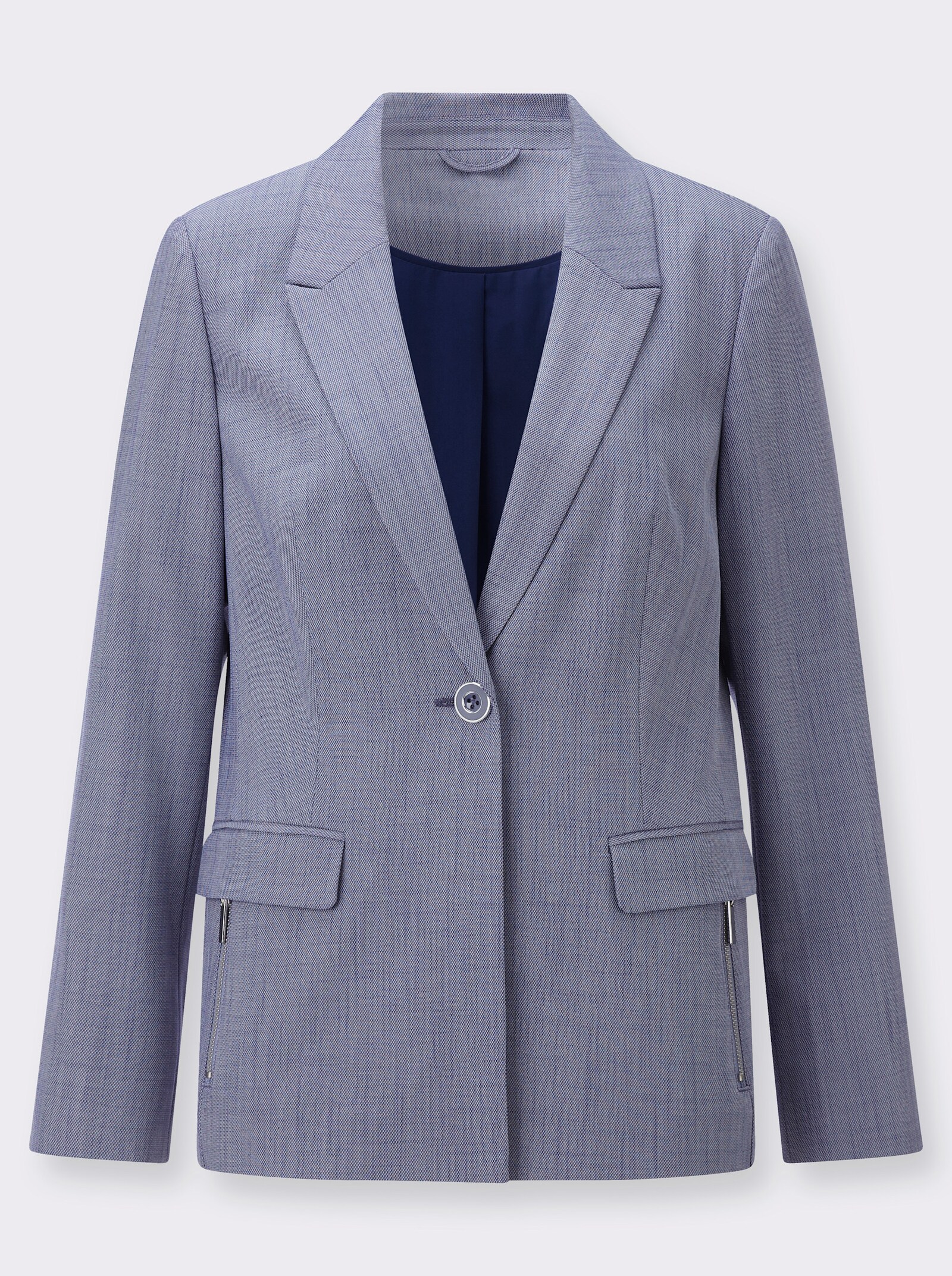Blazer mit dezenten Schulterpolstern - taubenblau-meliert