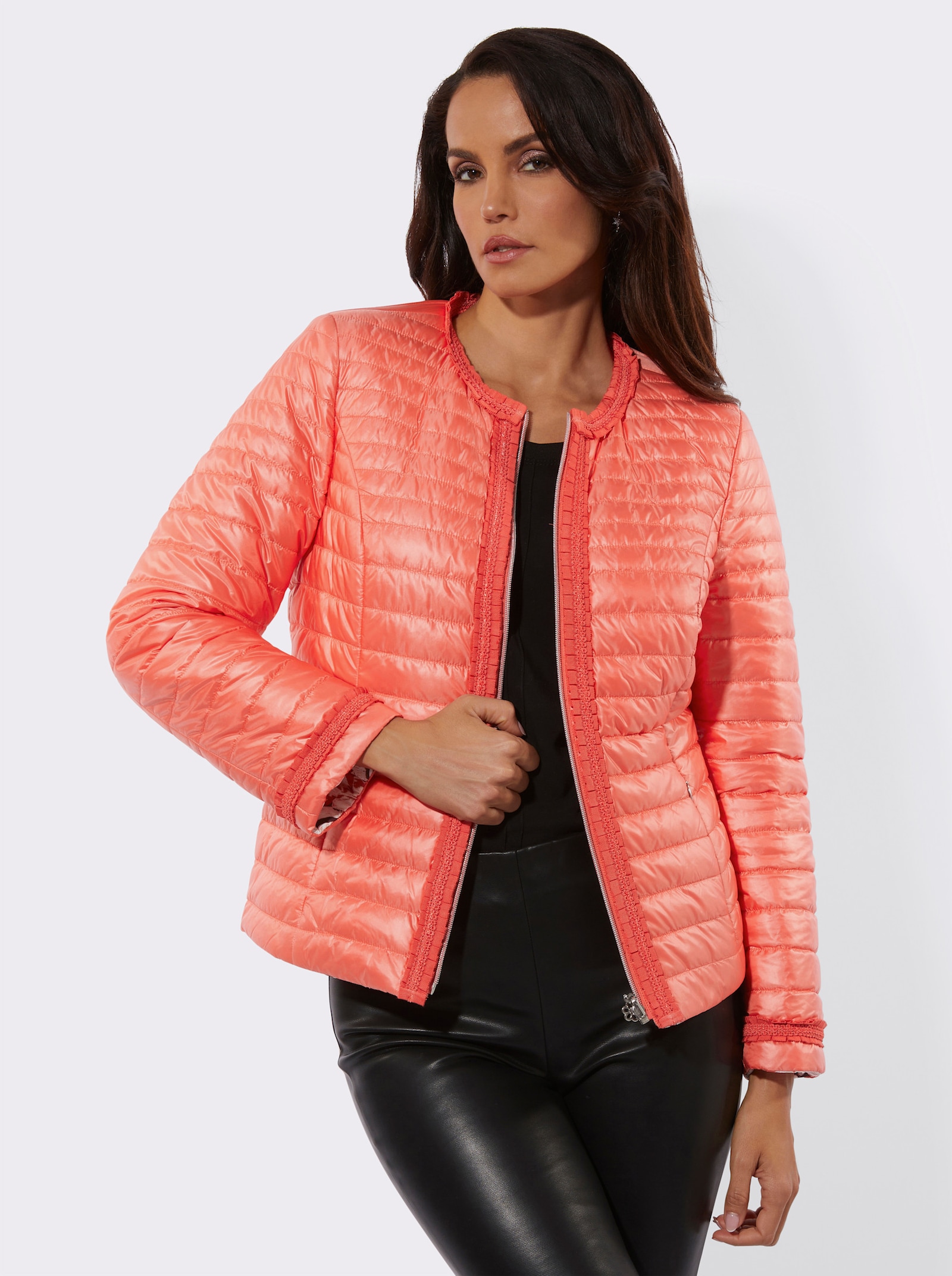 Wendejacke mit Quersteppung - champagner-koralle-bedruckt