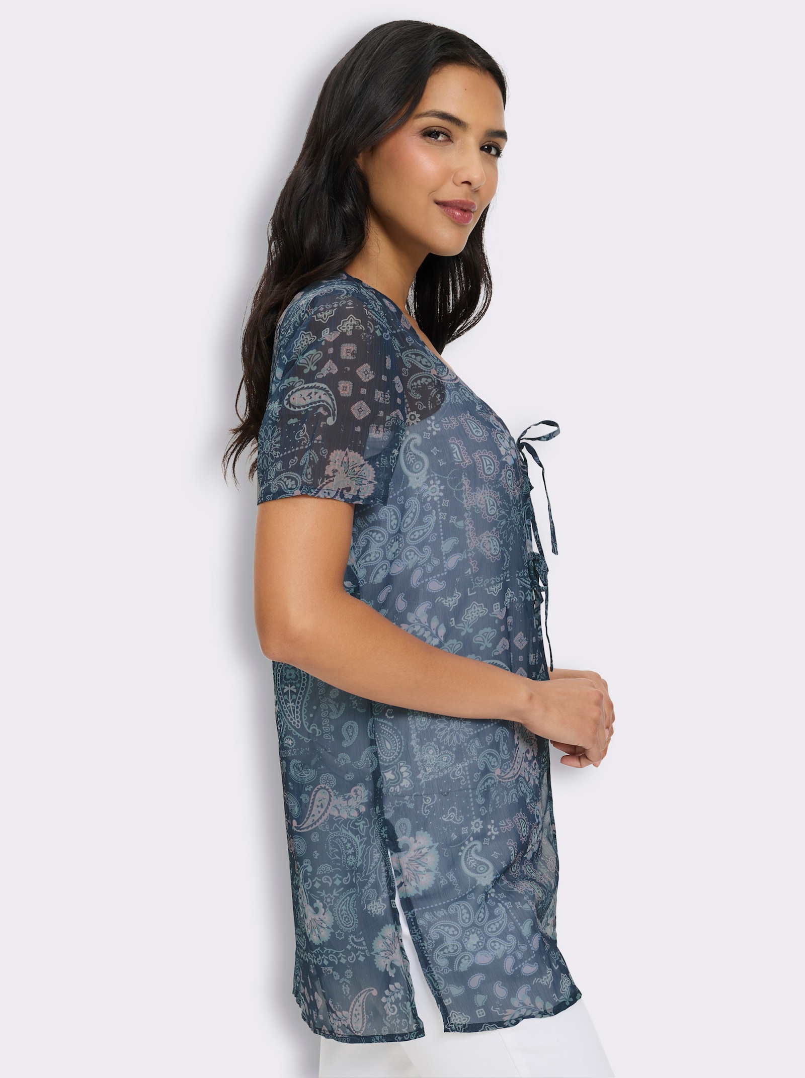 Tunika mit Paisley-Muster - jade-dunkelblau-bedruckt