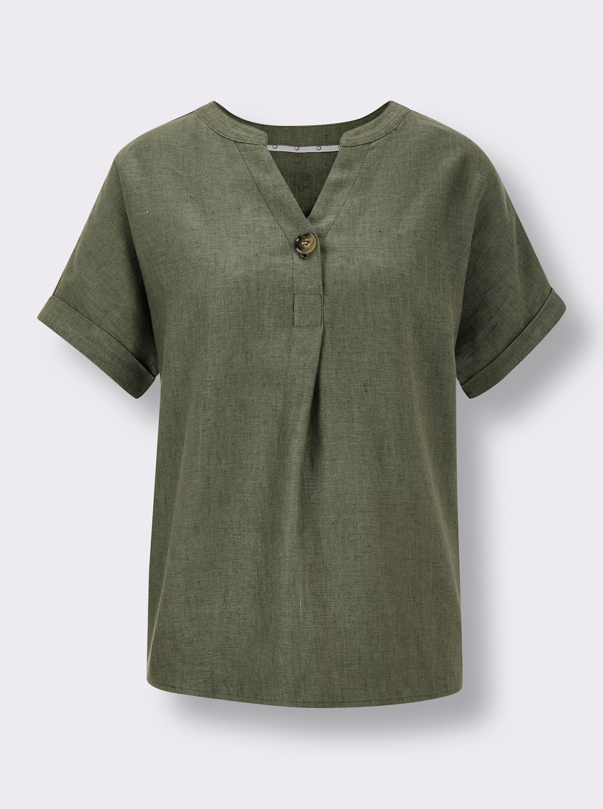 CREATION L PREMIUM Leinenbluse - khaki-meliert