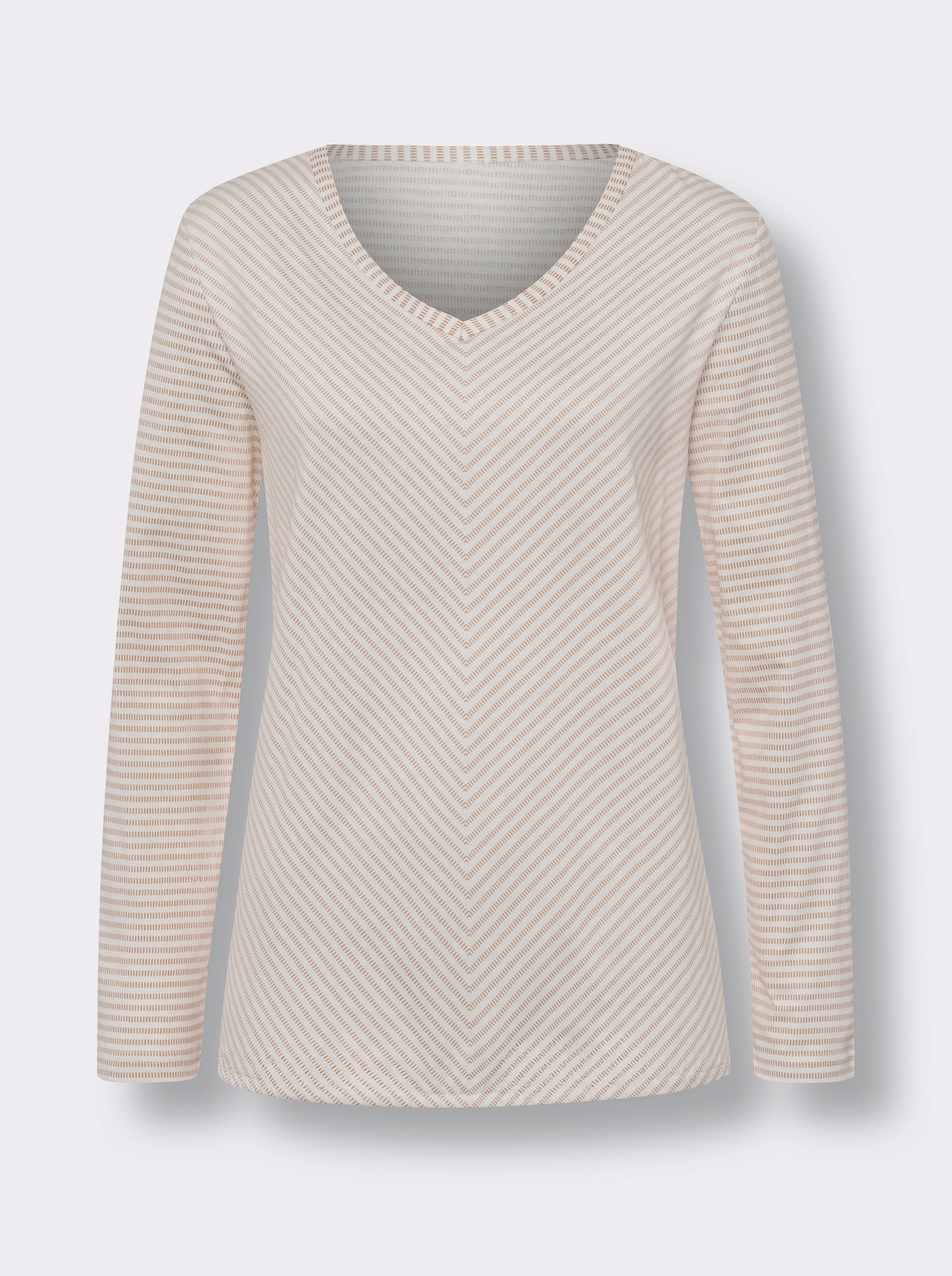 Langarmshirt - camel-champagner-gestreift