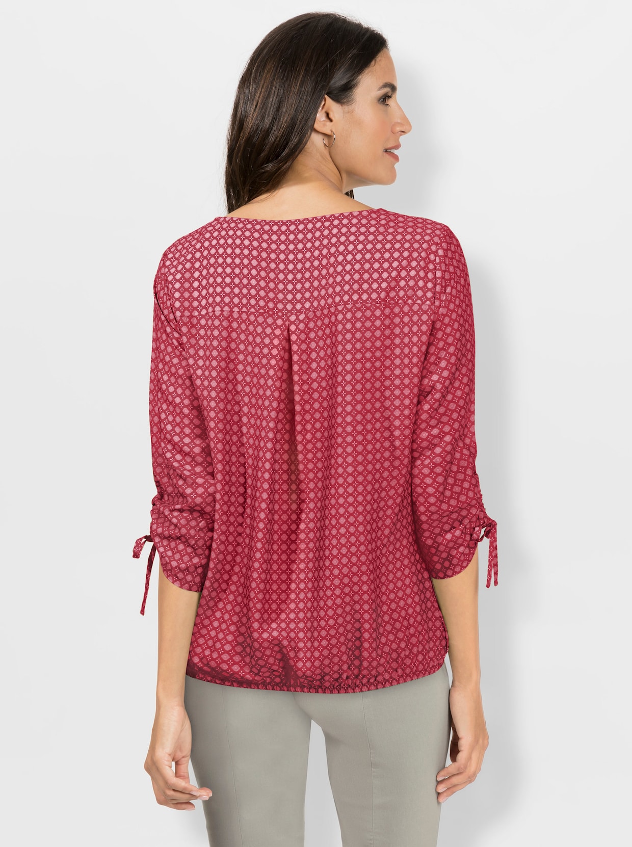 Comfortabele blouse - rood/flamingo bedrukt