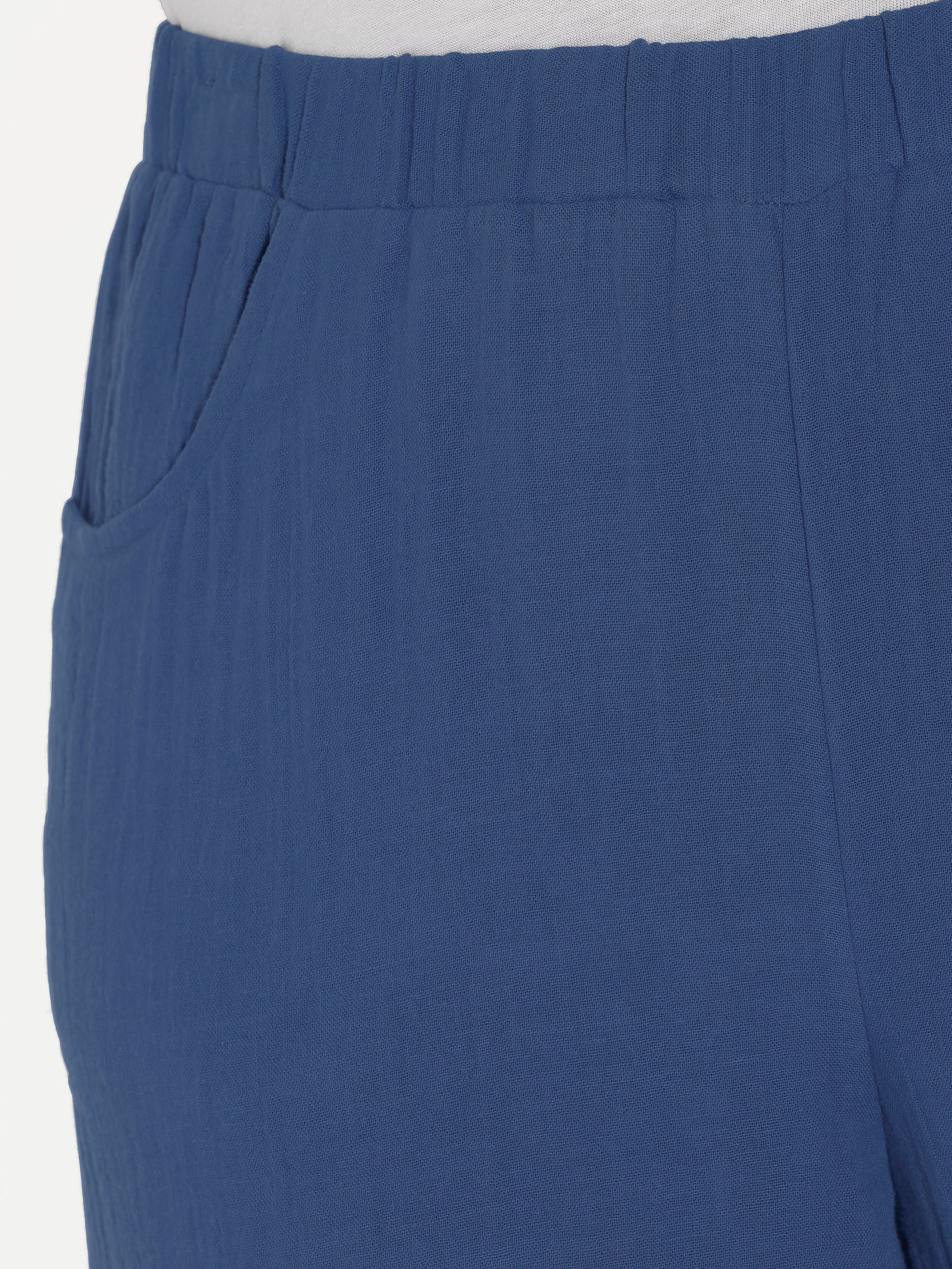 Comfortbroek van mousseline - jeansblauw