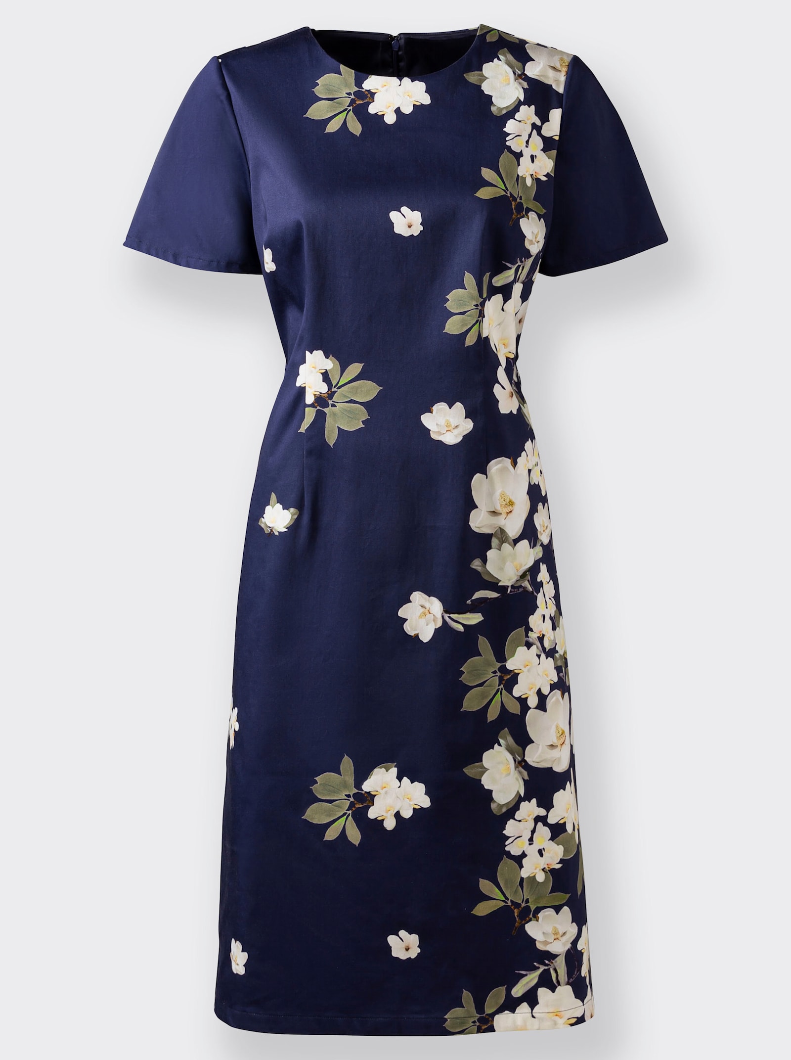 Blumenkleid in Baumwoll-Qualität - marine-ecru-bedruckt