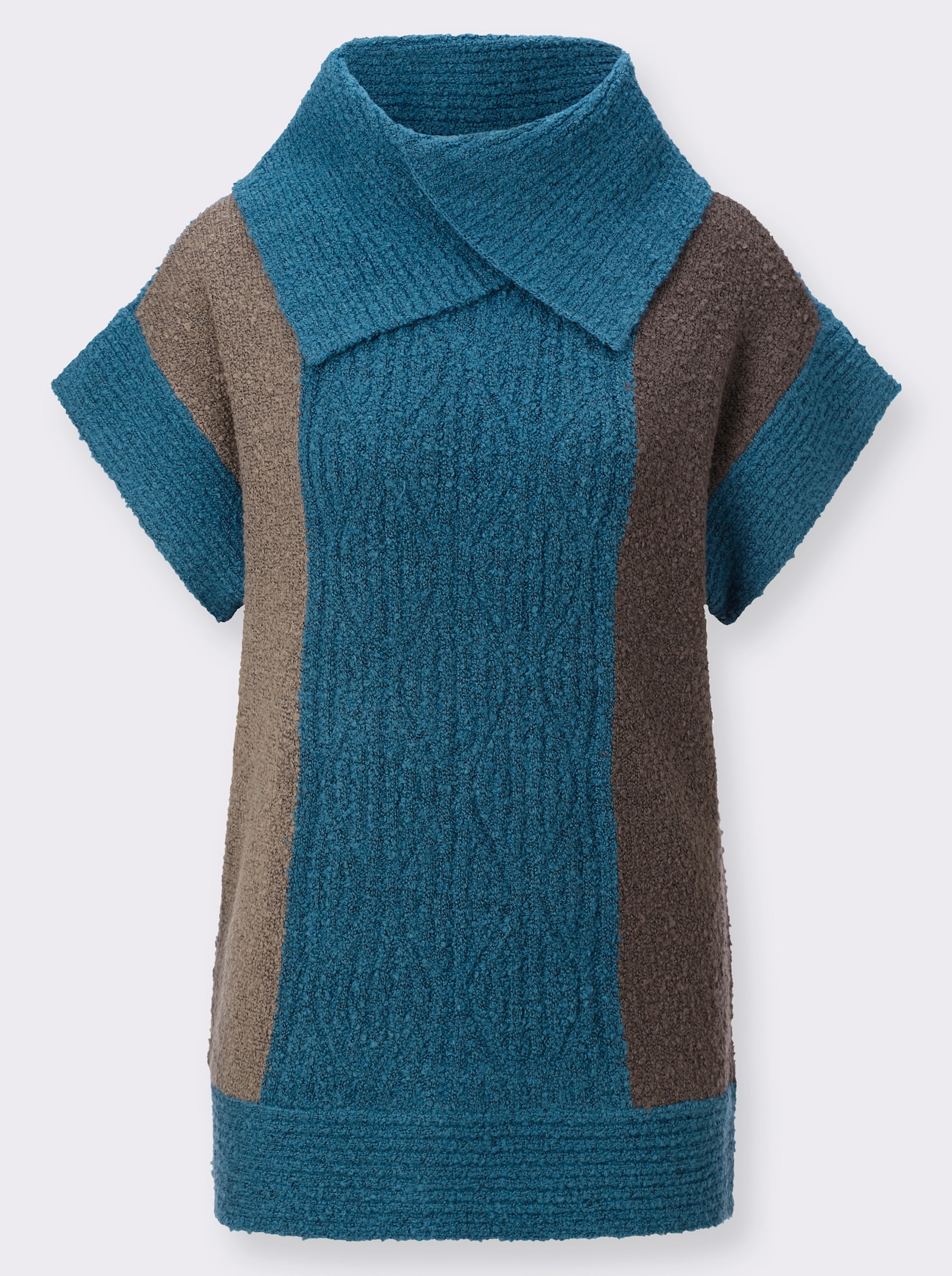 Pullunder mit asymmetrischem Kragen - topas-taupe-gemustert