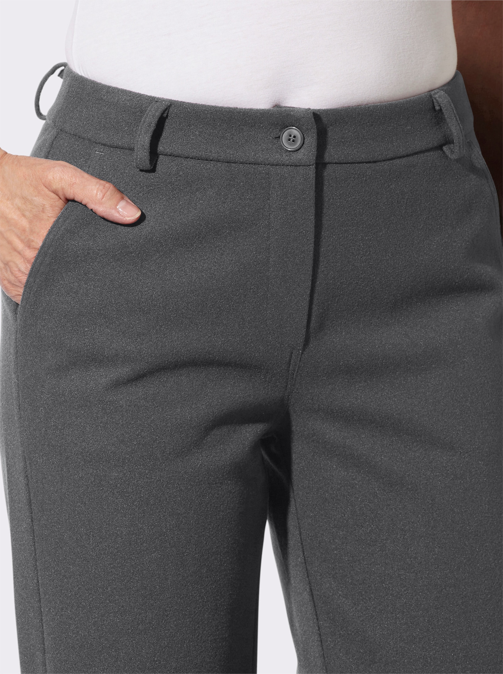 Stoffhose in Jersey-Qualität - anthrazit