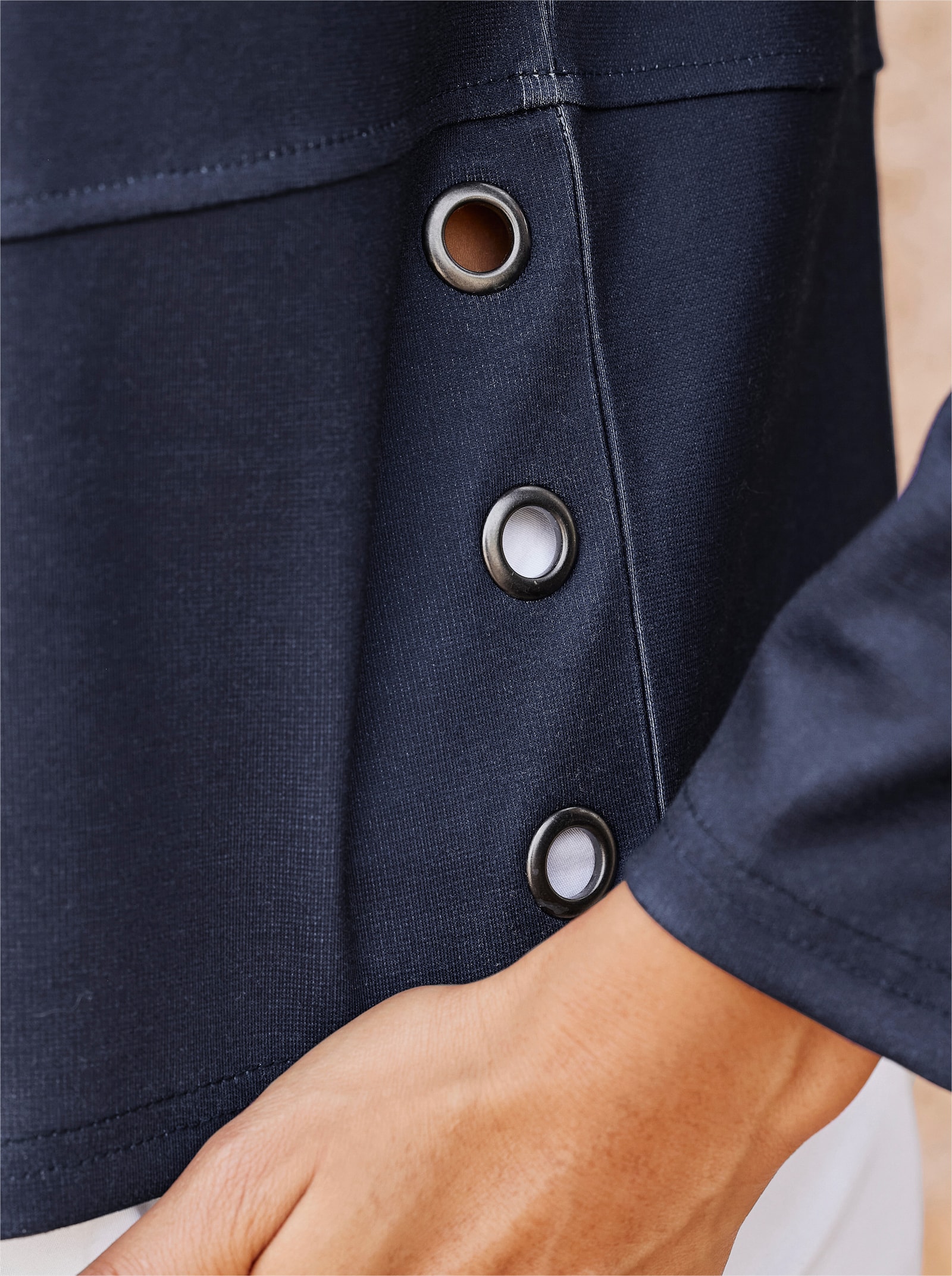 heine Sweatshirt mit Ösen-Verzierung seitlich - marine