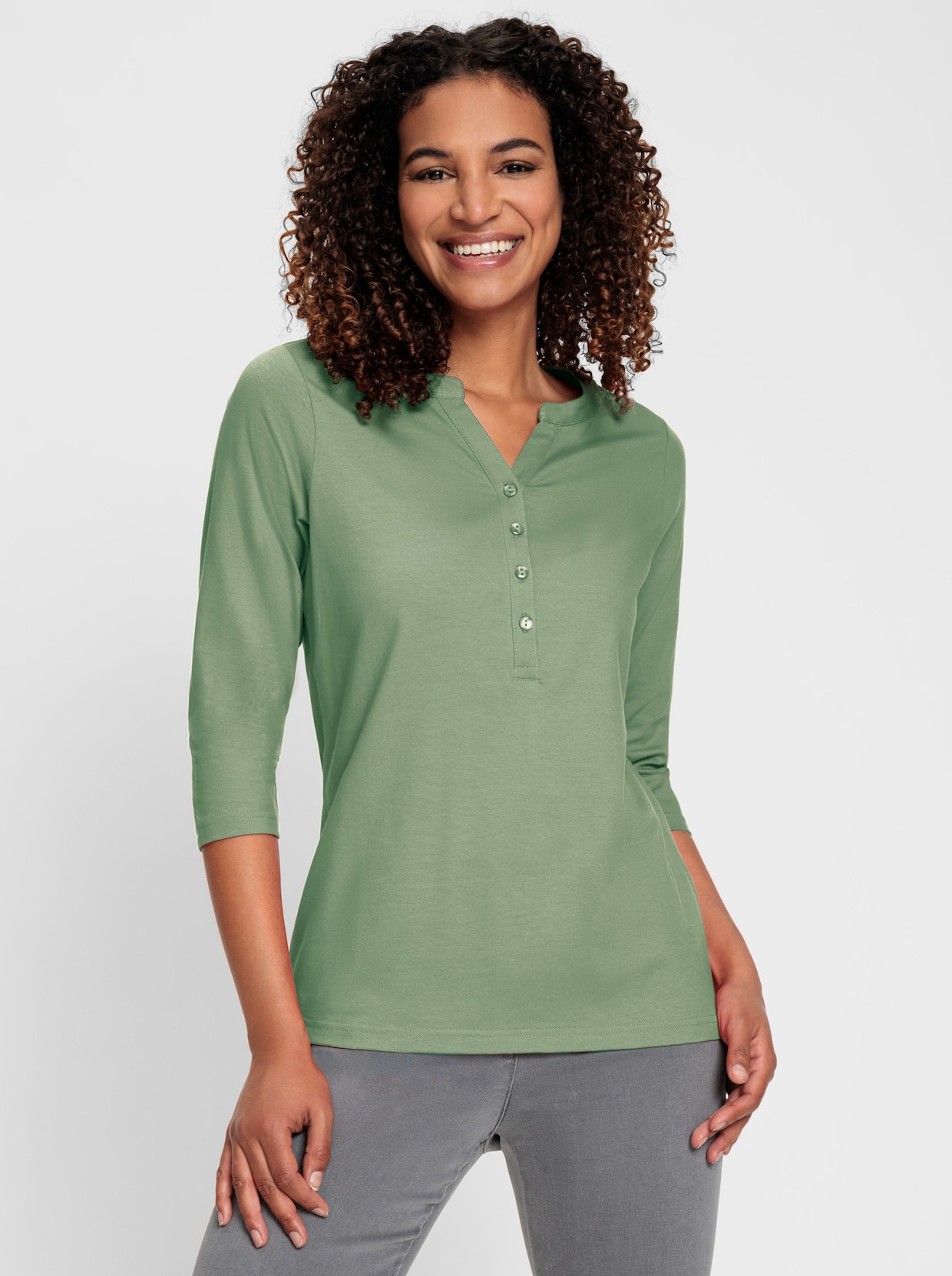 Shirt met 3/4-mouw - eucalyptus