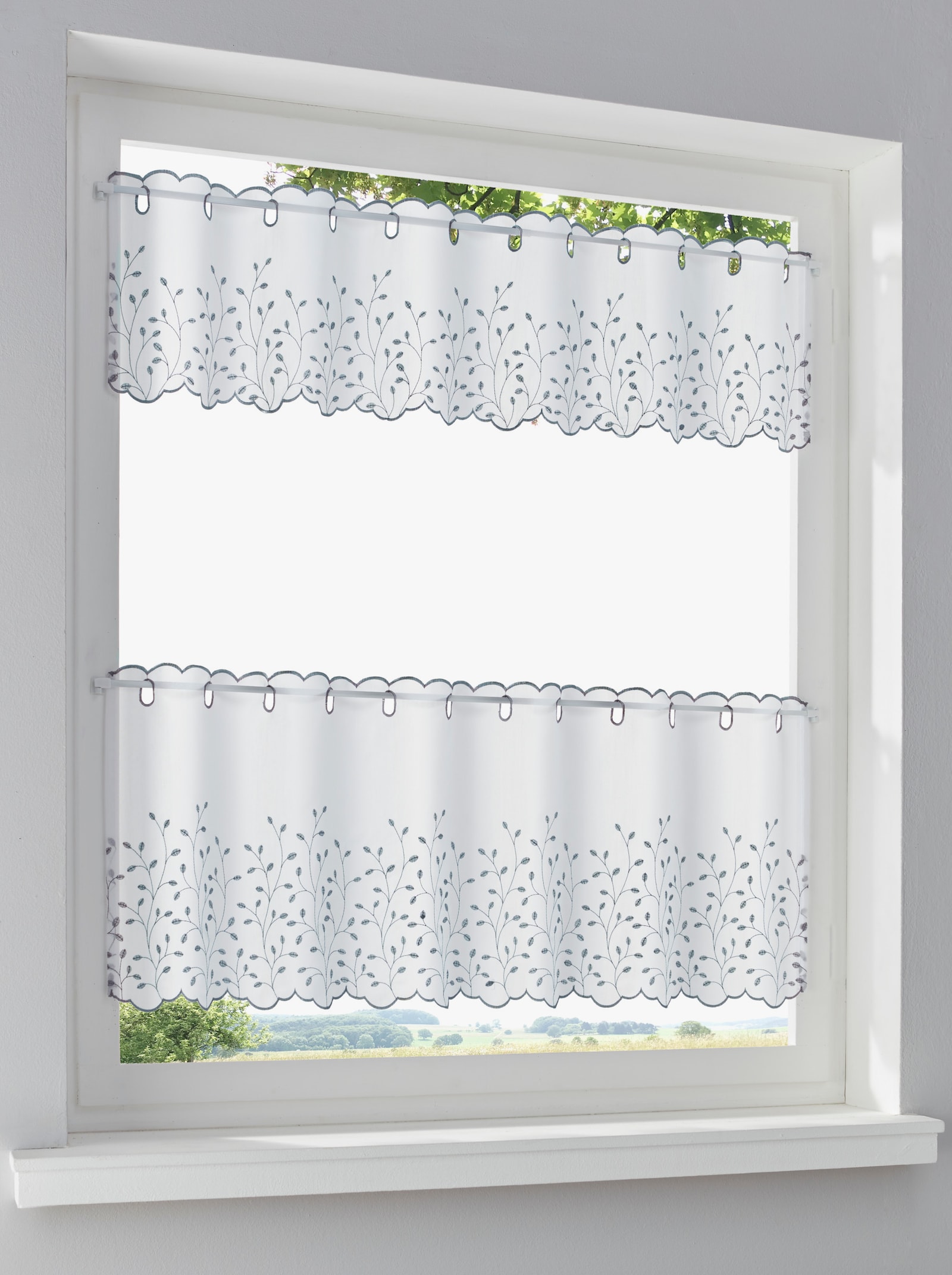 heine home Scheibengardine - weiß-grau