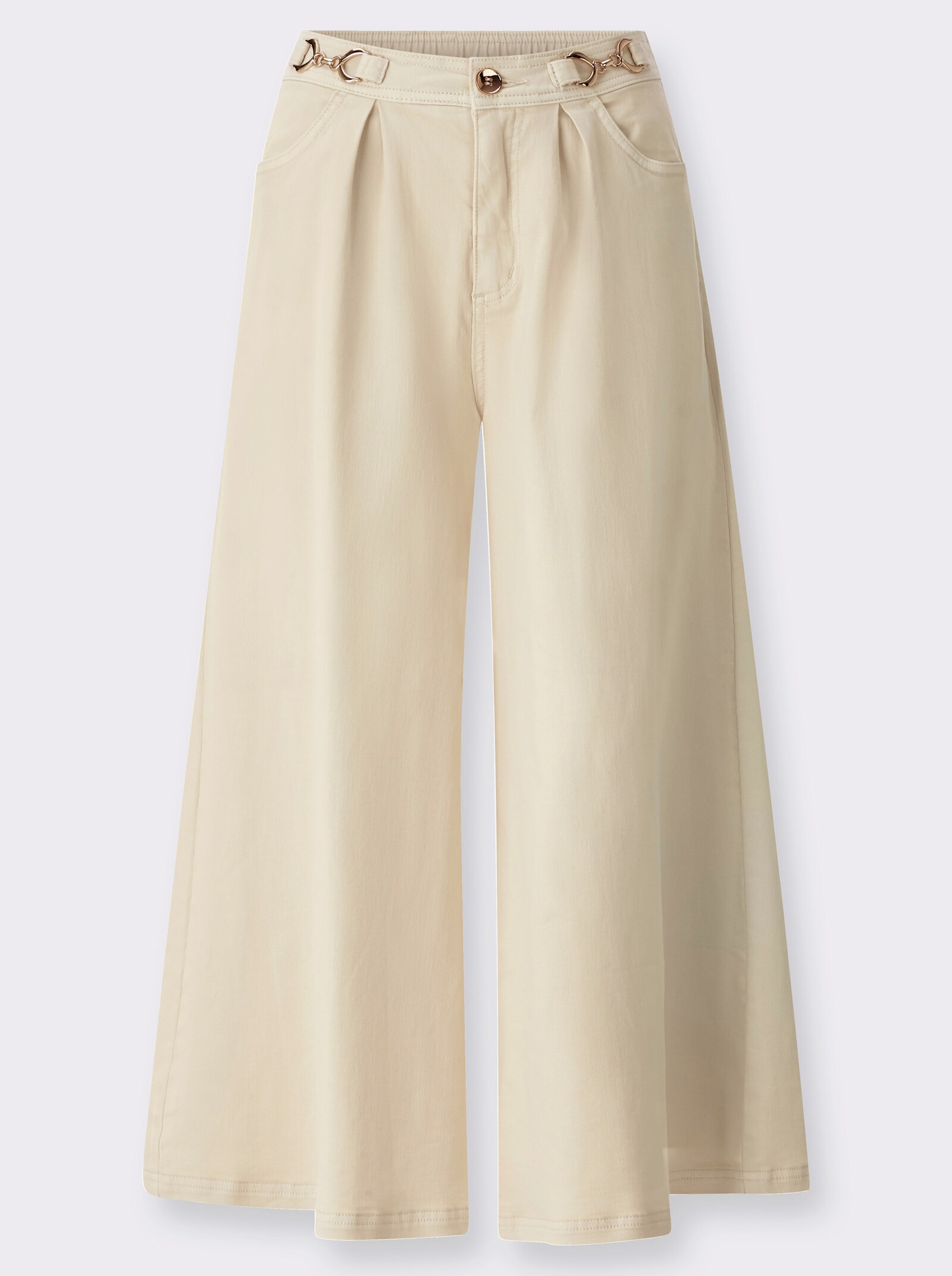 7/8-Jeans mit Bundfalten - champagner