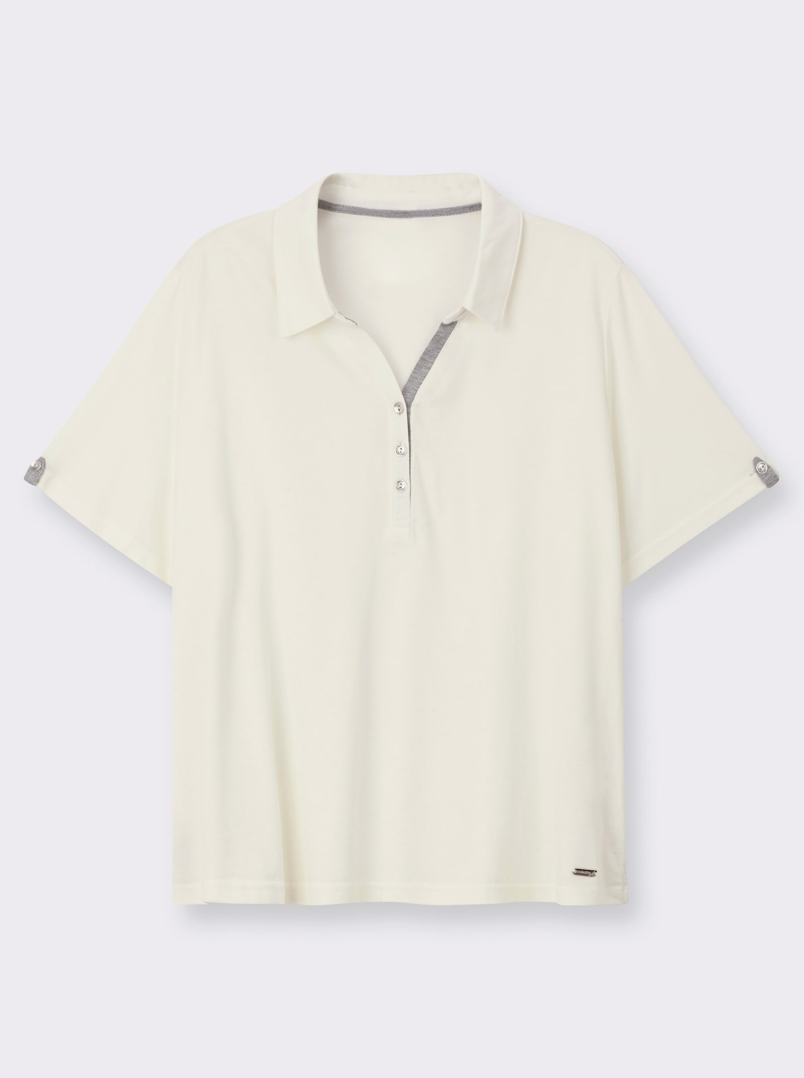 Poloshirt mit Zierriegel - ecru
