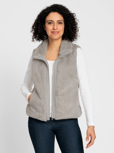 Fellimitatweste in kürzerer Form - hellgrau