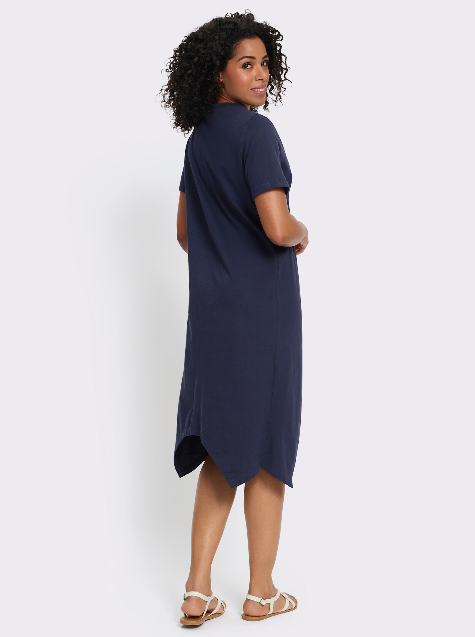A-Linien-Kleid mit durchgehender Knopfleiste - marine