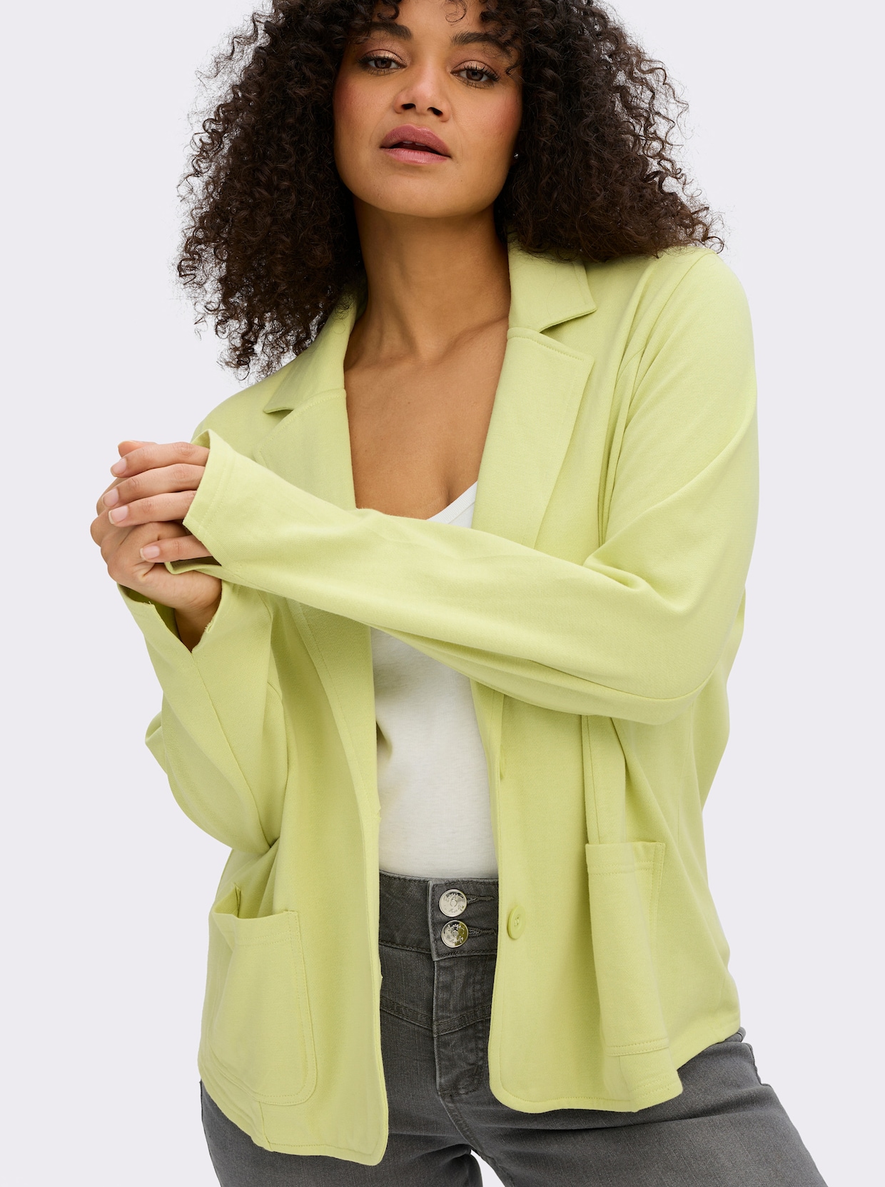 sheego Sweatblazer im figurbetonten Schnitt - pistazie