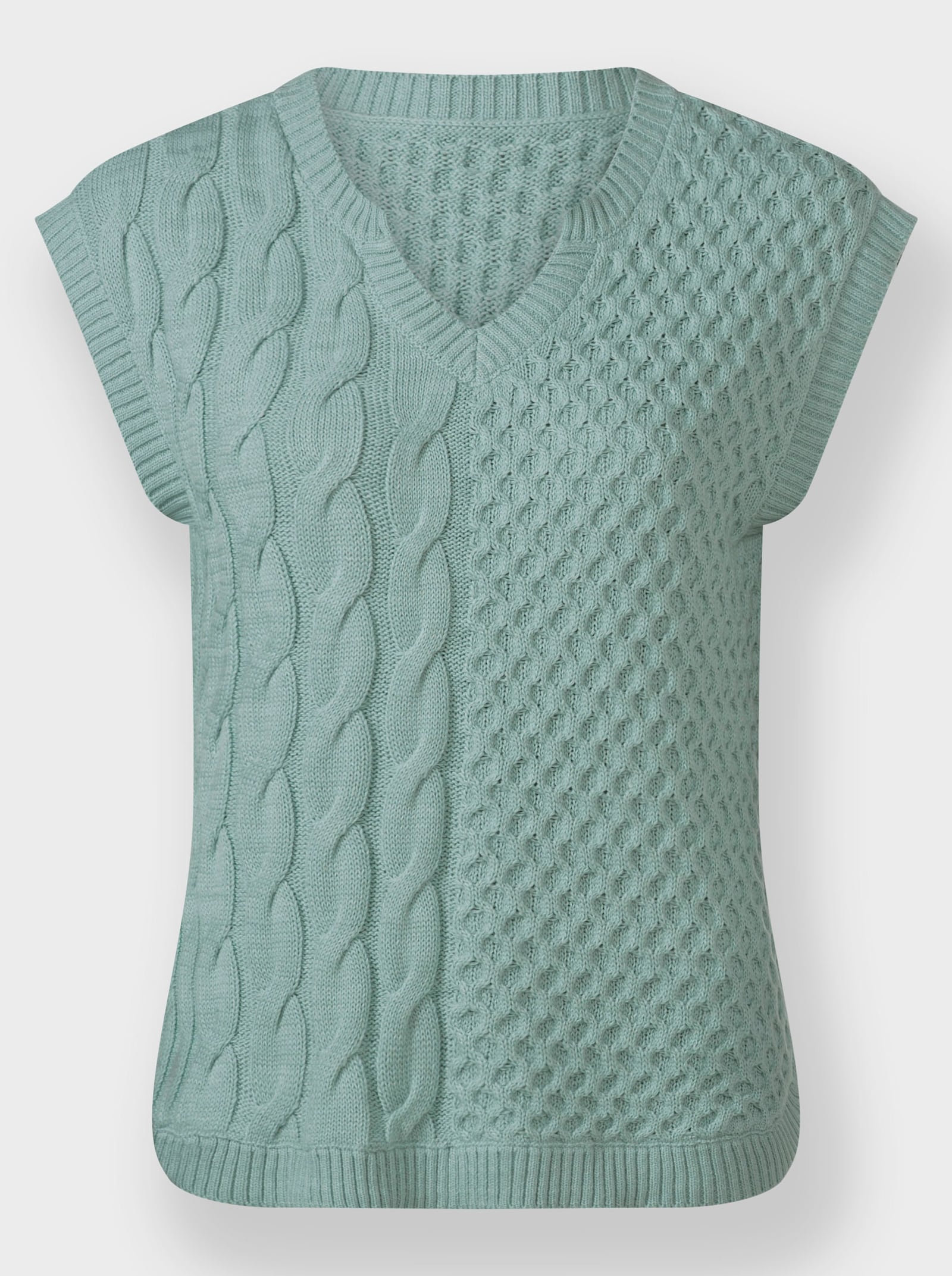 Pullunder mit Rauten- und Zopfmuster - kalkmint