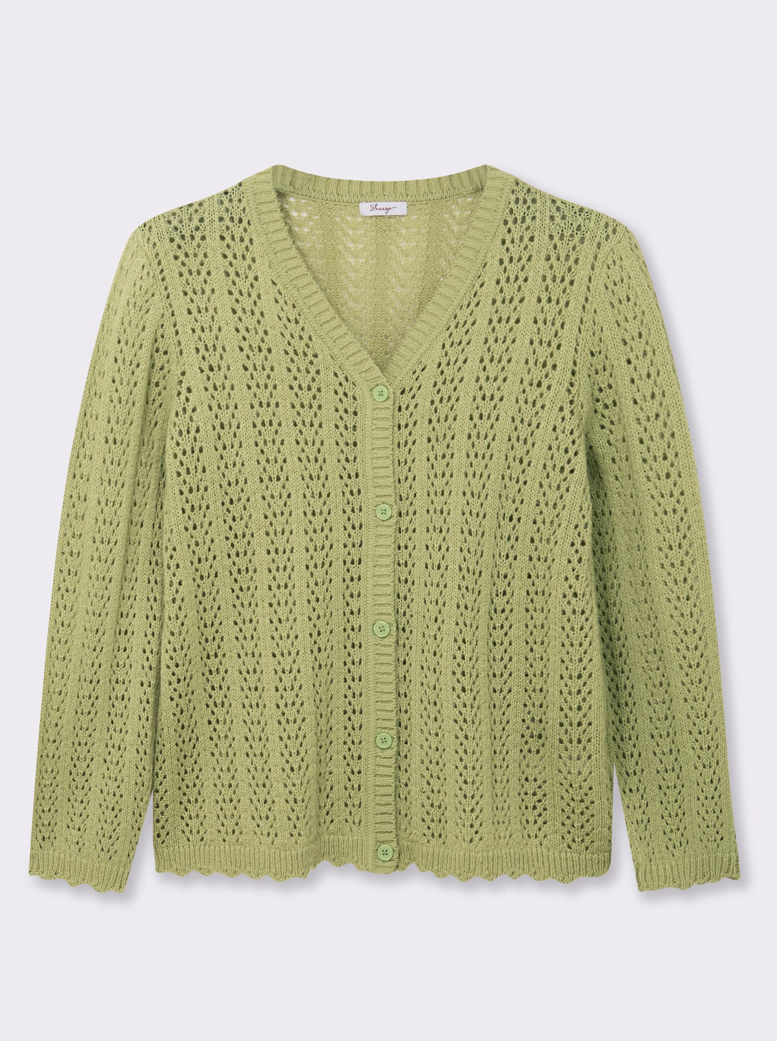 sheego Ajourvest in kort model - lindegroen