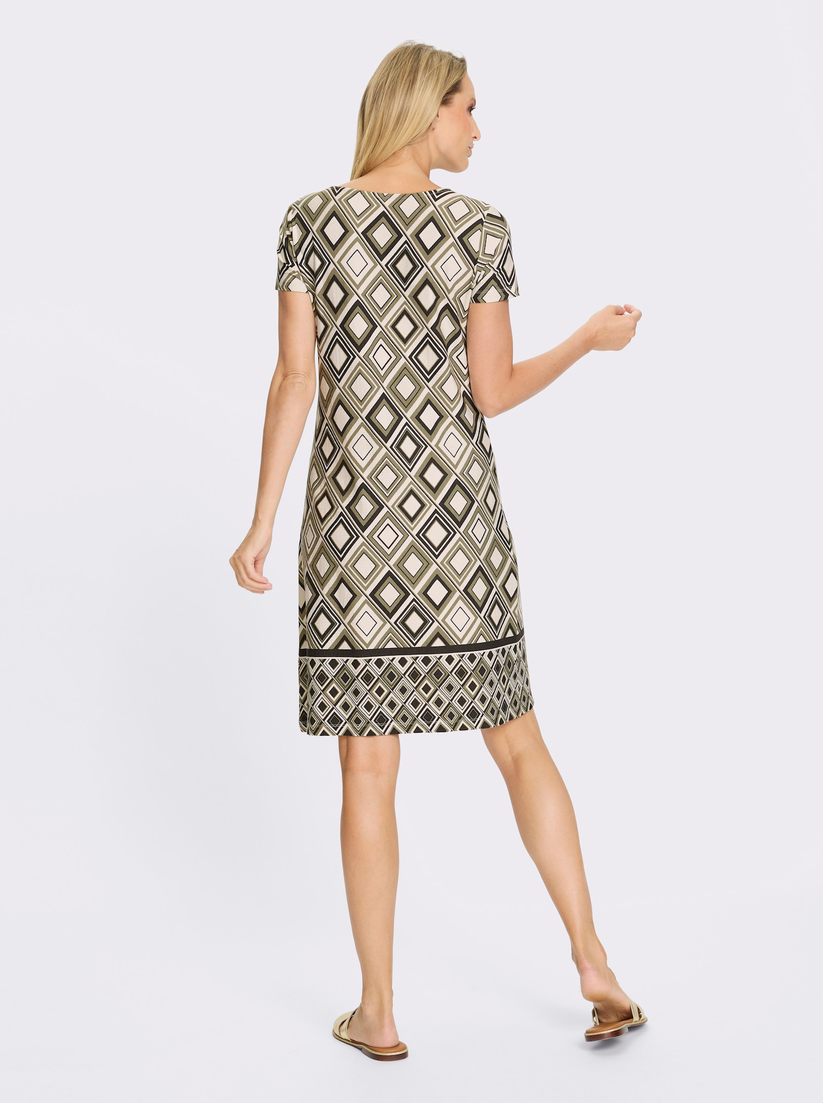 heine Jerseykleid mit Grafikdessin - khaki-champagner-bedruckt