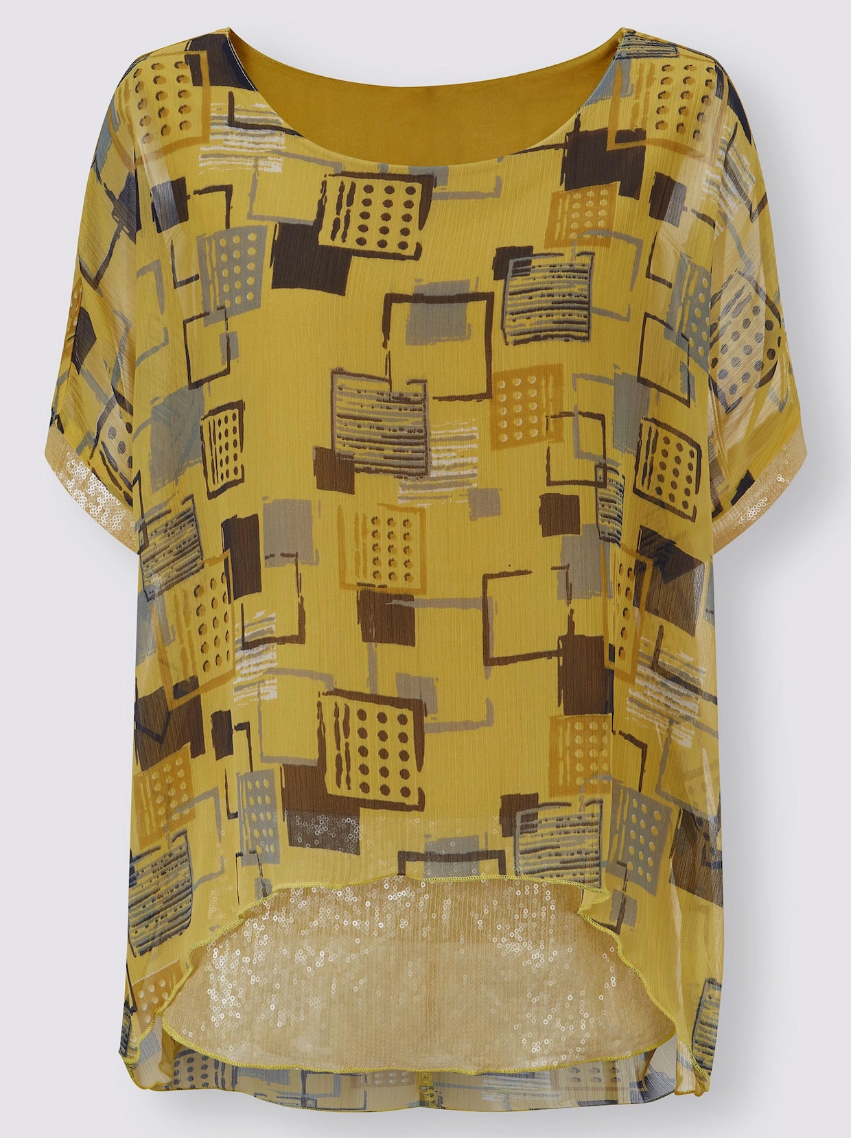 Longline blouse - geel/marine geprint