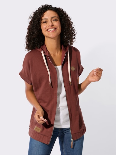 Sweatjack met capuchon - roodbruin