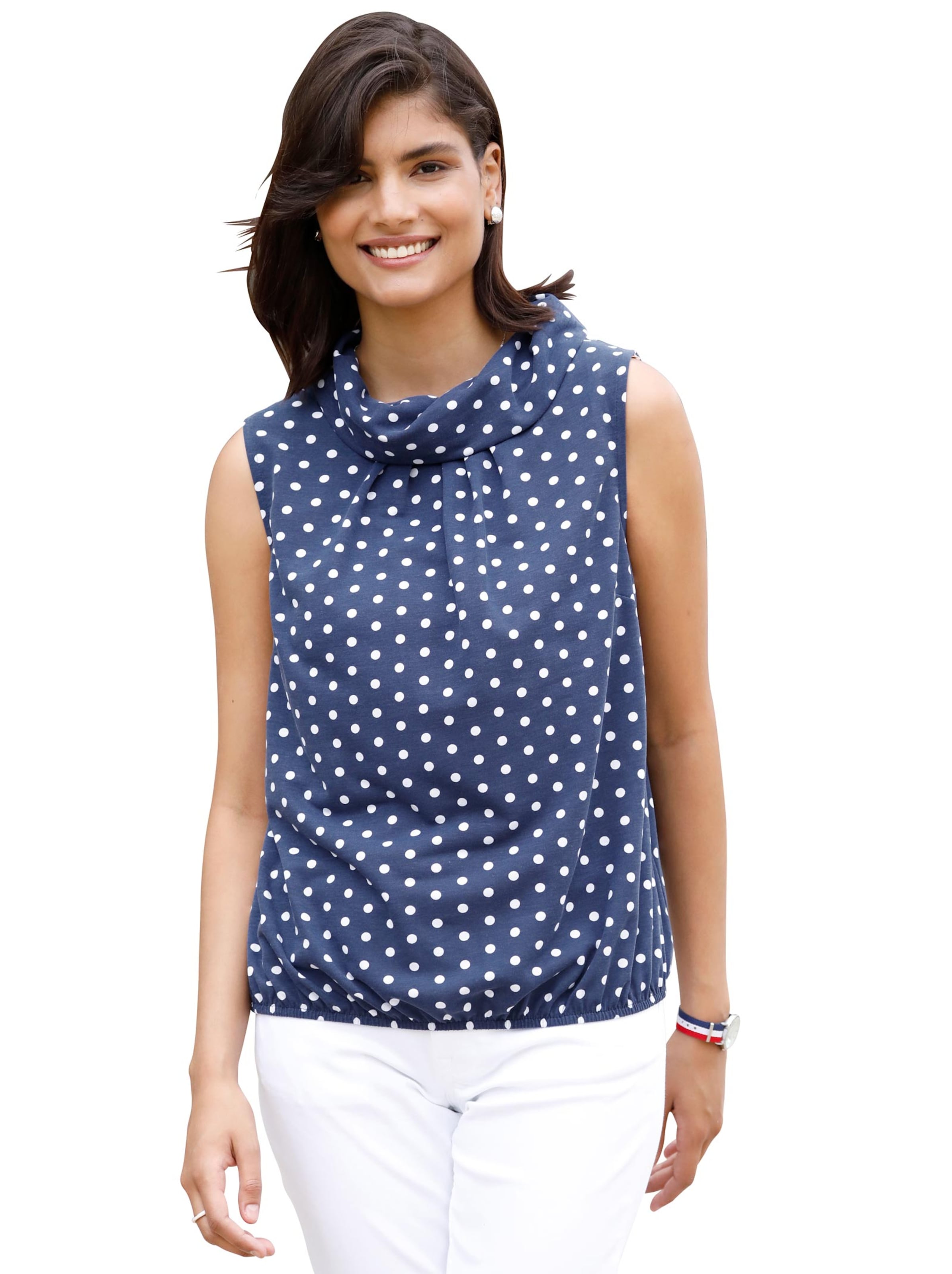 Shirttop - nachtblau-weiß-getupft