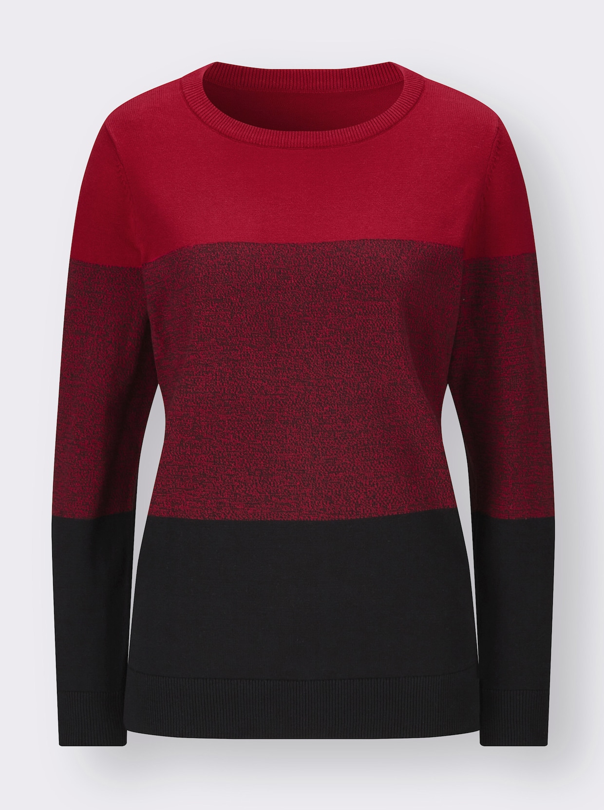 Pullover met ronde hals - rood/zwart gedessineerd