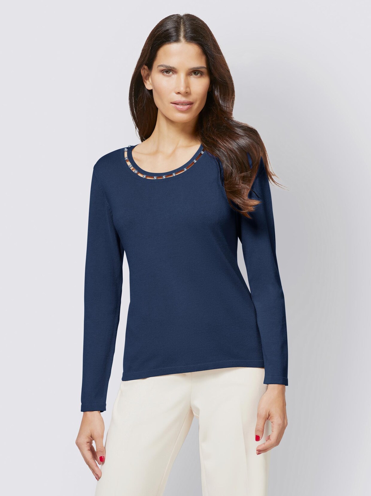 Ashley Brooke Rundhals-Pullover - dunkelblau