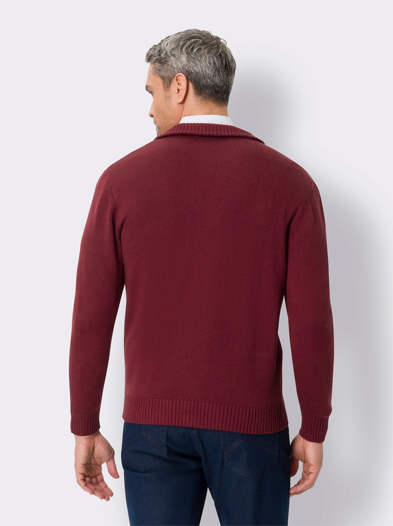 Kofta med ribbmönster - mörkröd