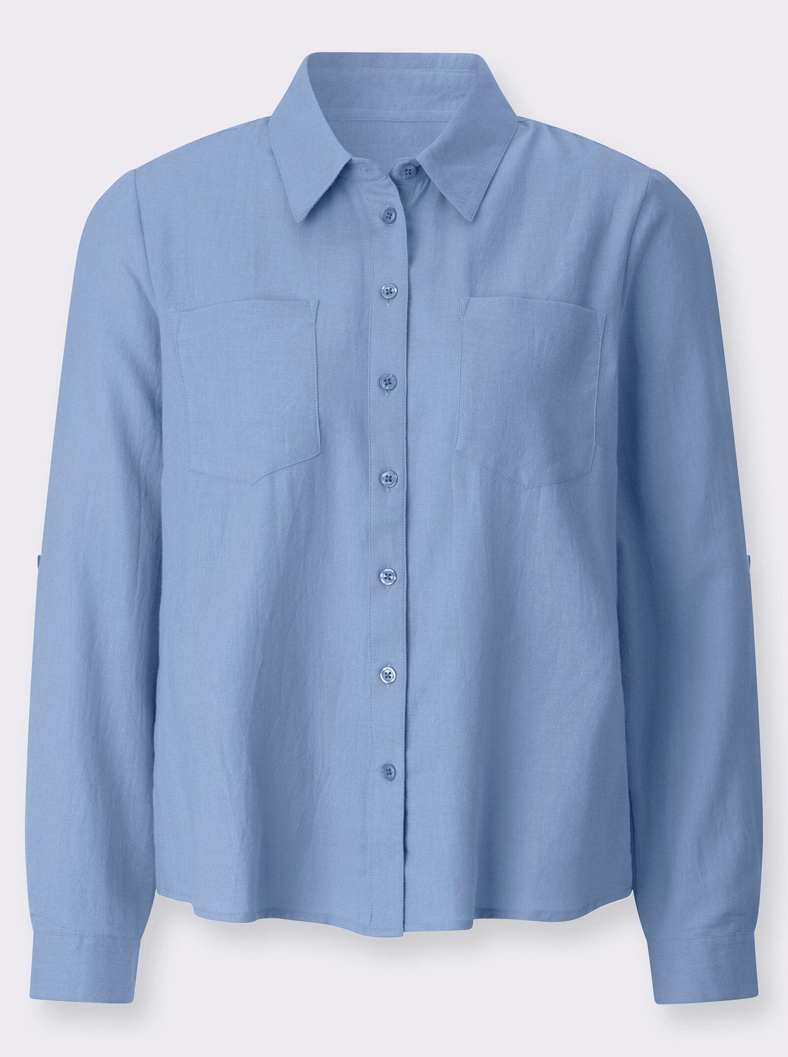 Flanellbluse mit Karomuster-Details - bleu