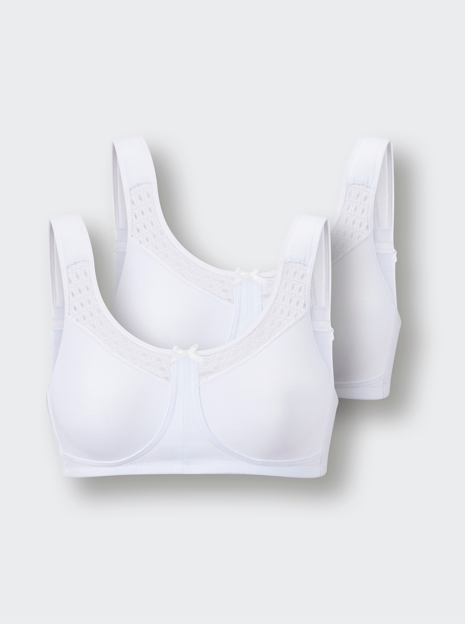 wäschepur Entlastungs-BH ohne Bügel mit Spitzen-Einsatz - weiß
