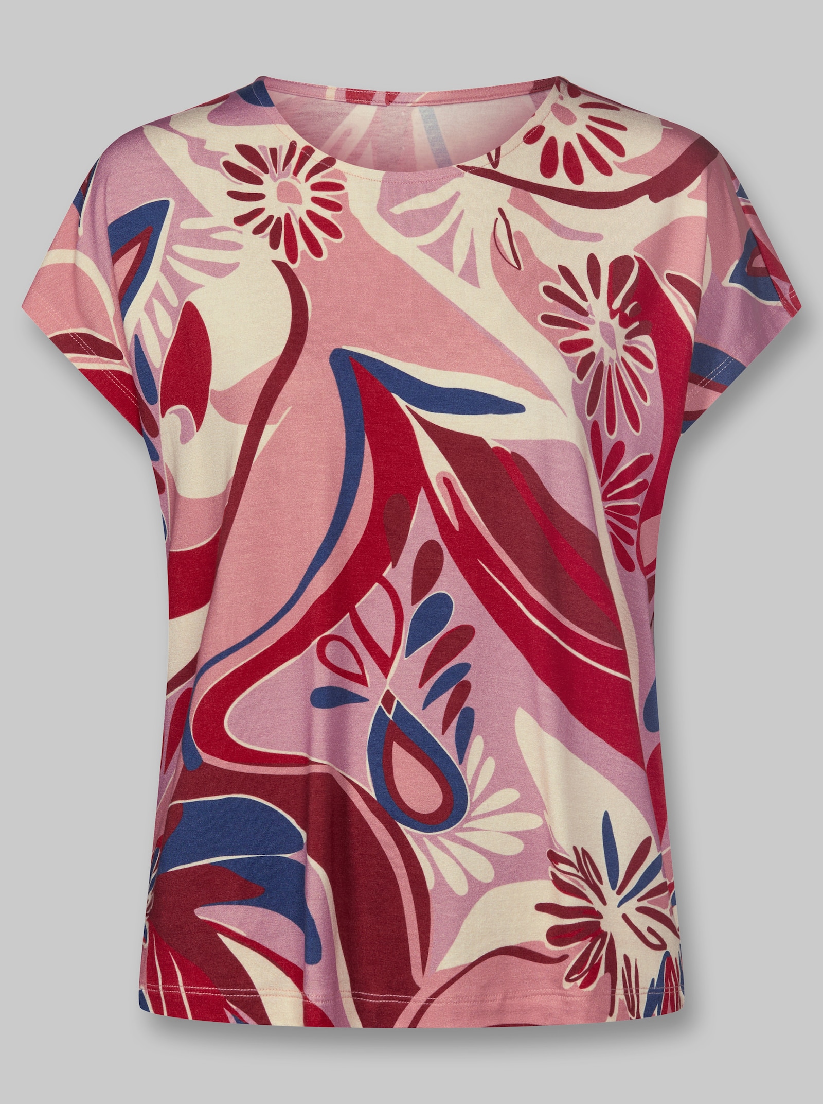 heine Kurzarmshirt im modischen Blumenmuster - rosenquarz-rot-bedruckt