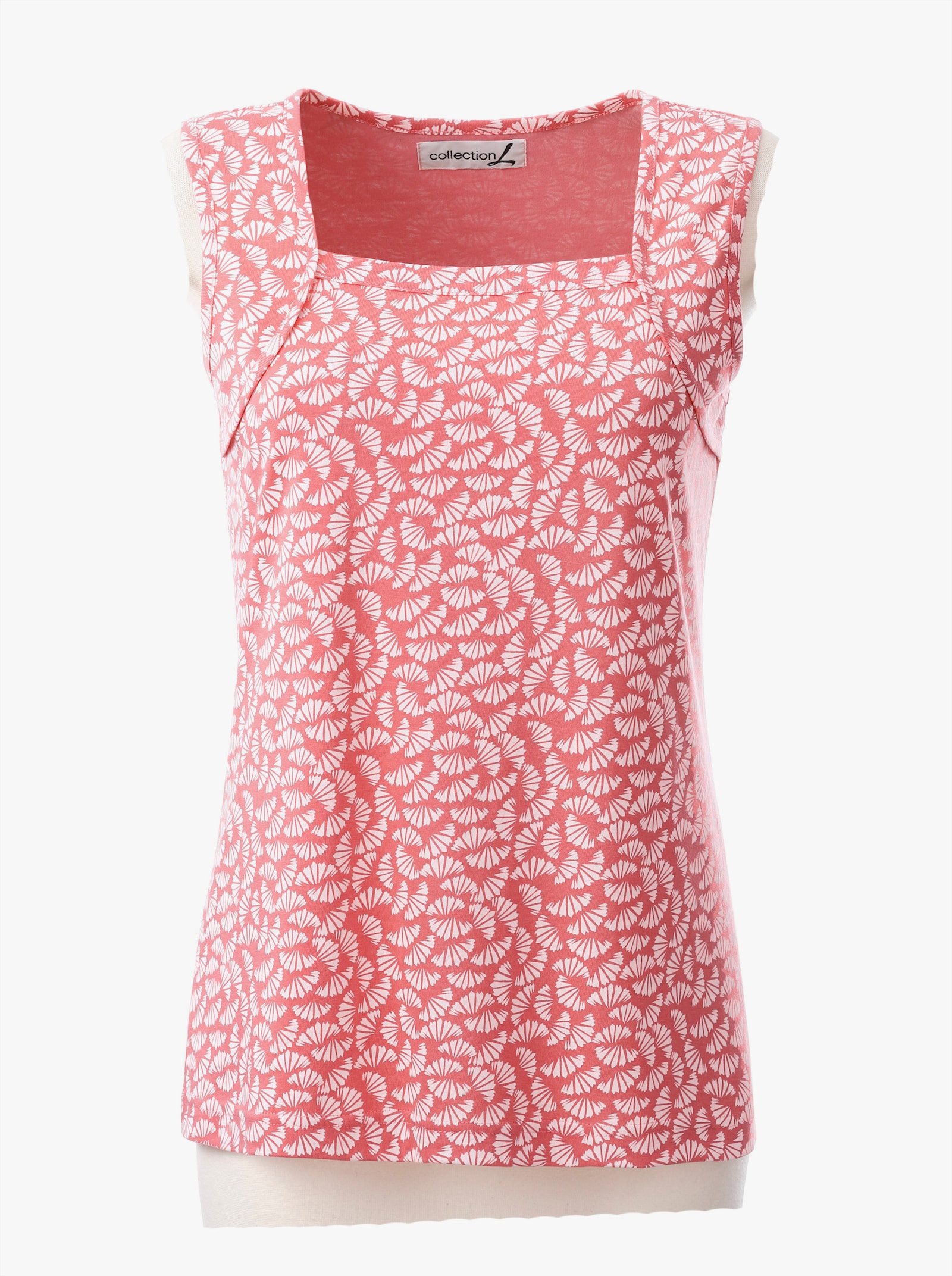 Tanktop mit Karree-Ausschnitt - lachs-ecru-gemustert