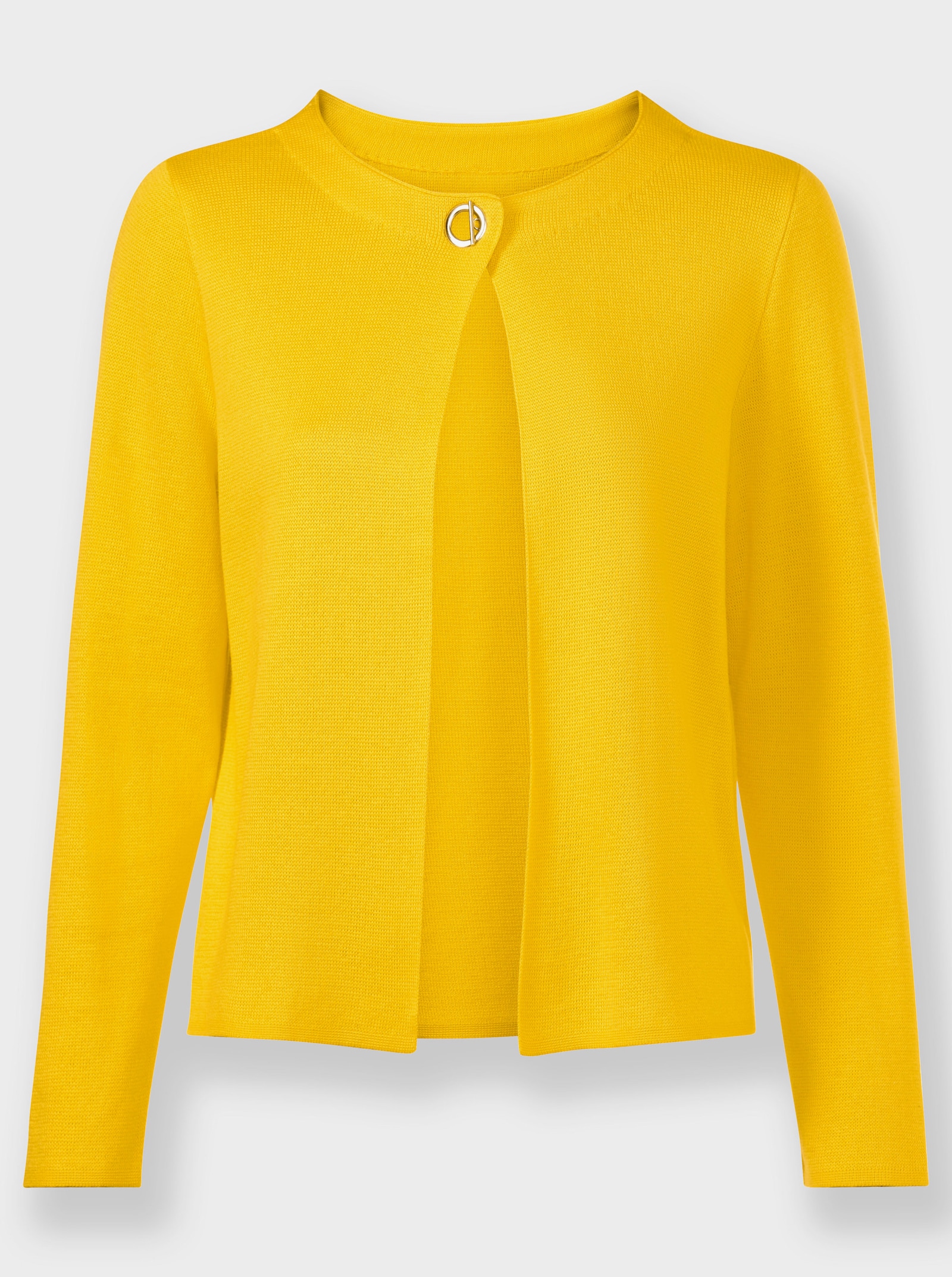 heine Fijn gebreid vest met ronde hals - zonnegeel