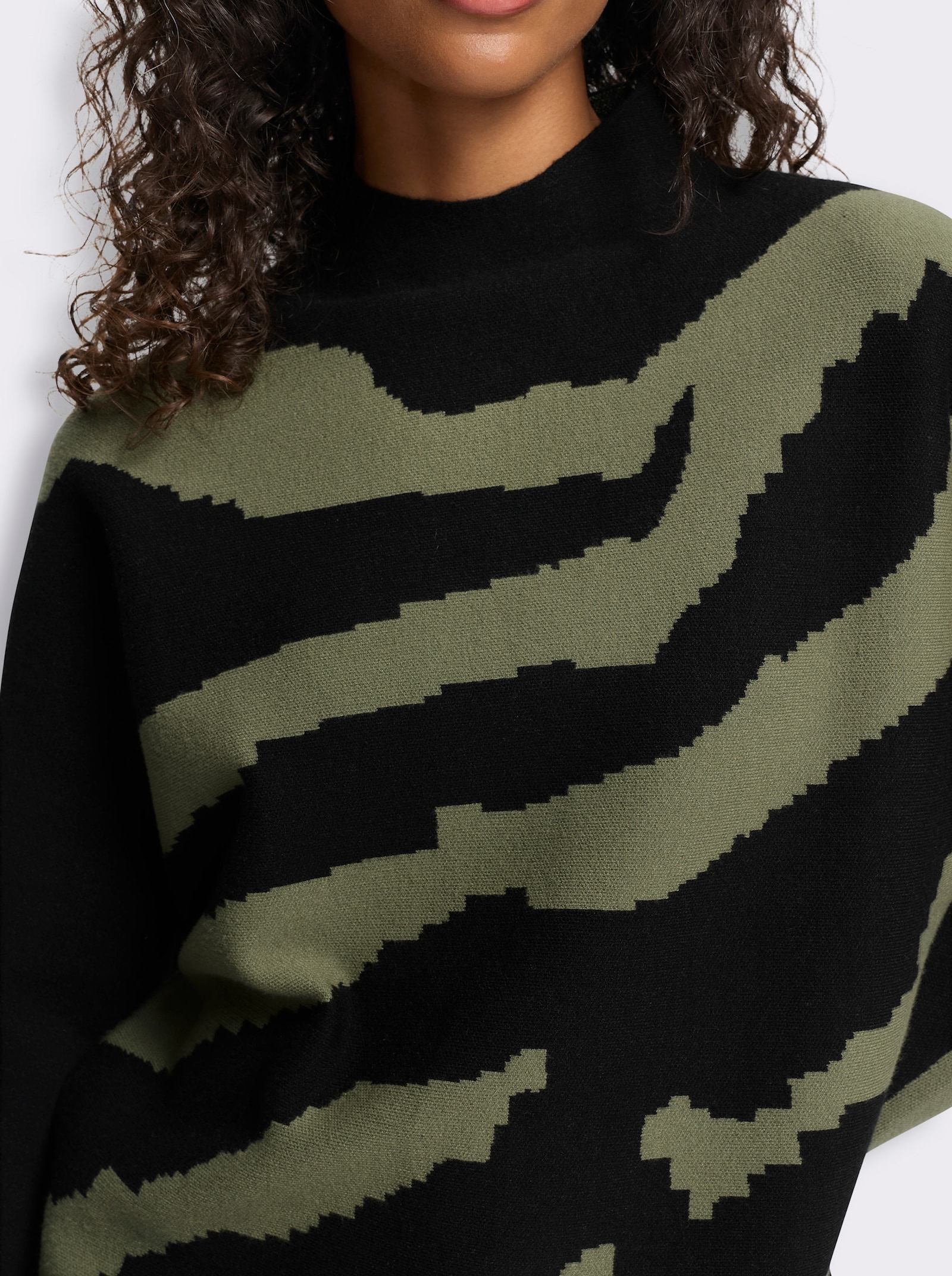 heine Pullover mit Zebramuster - khaki-schwarz-gemustert