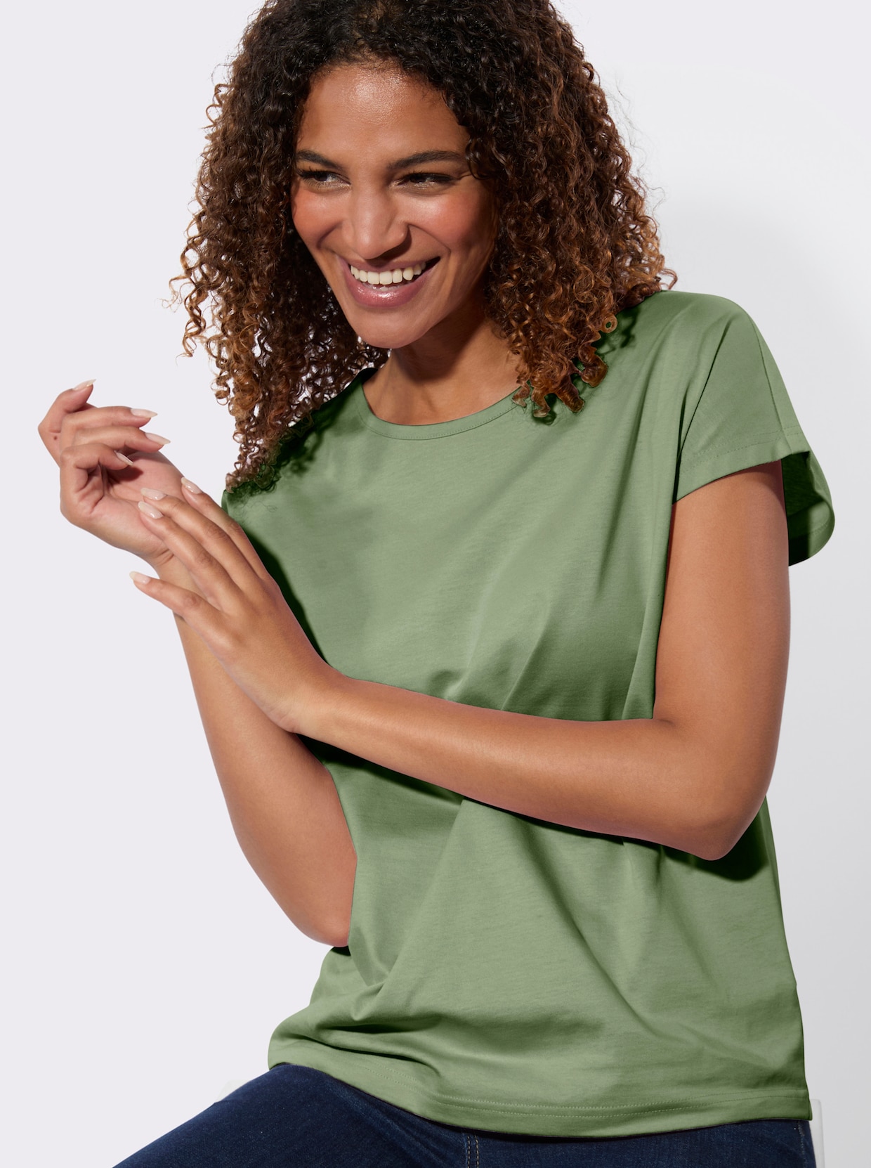 Shirt - eucalyptus + ecru