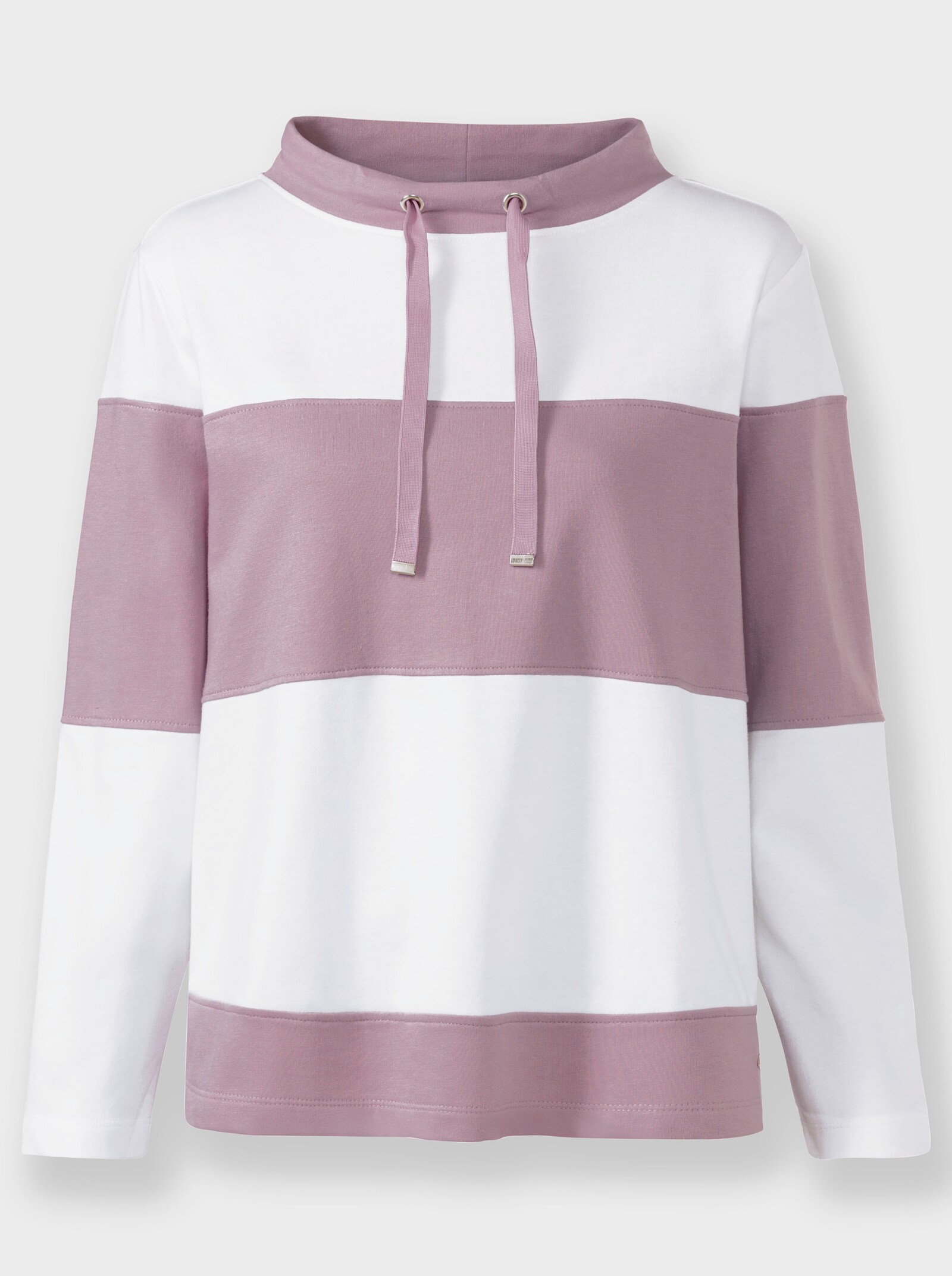 Sweatshirt mit kleinem Stehkragen - ecru-mauve