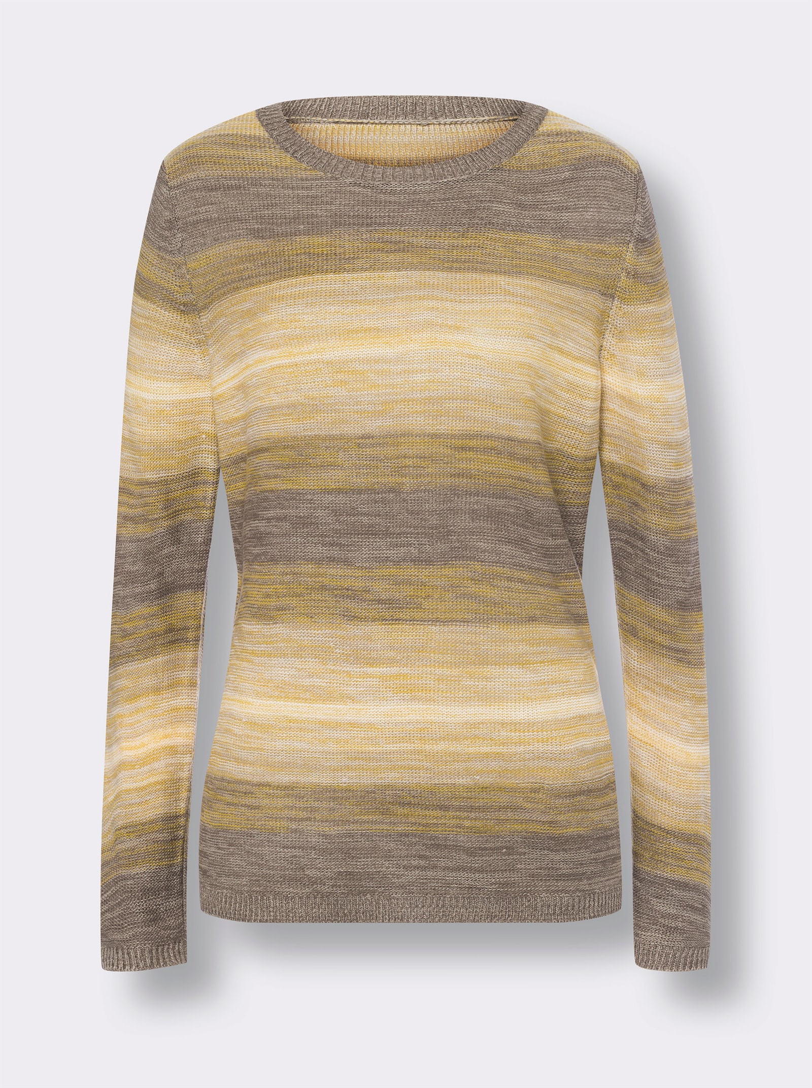 Rundhalspullover im Farbverlauf - ocker-sesam-gemustert