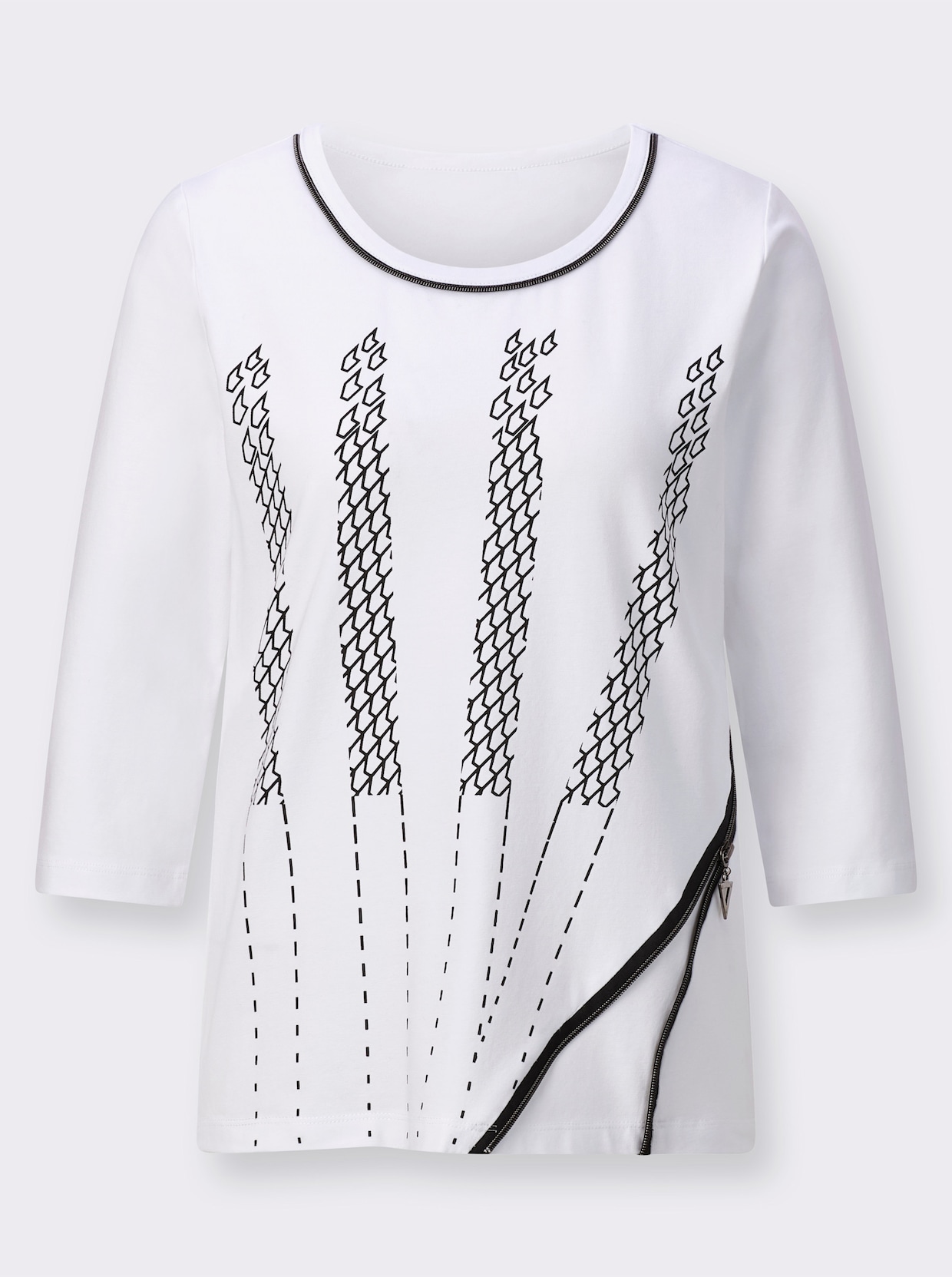 Shirt met 3/4-mouw - wit/zwart