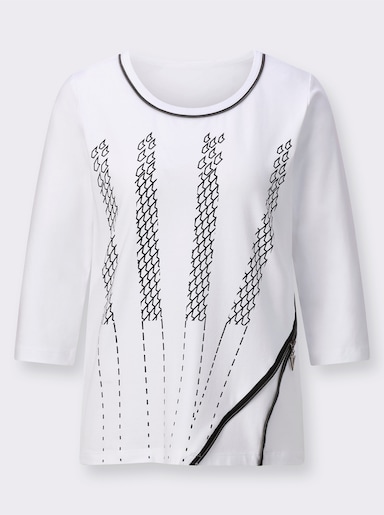 3/4-Arm-Shirt - weiß-schwarz