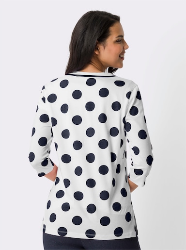 Longshirt in langer Form - ecru-marine-bedruckt