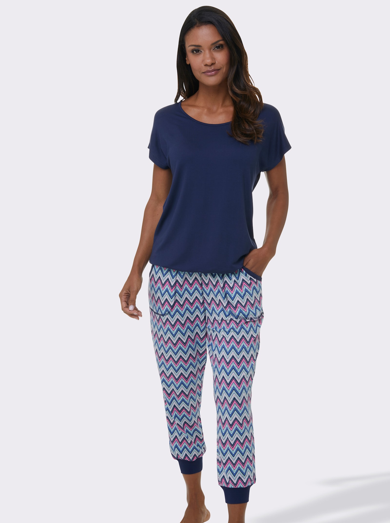 wäschepur Pyjamas - marin, mönstrad