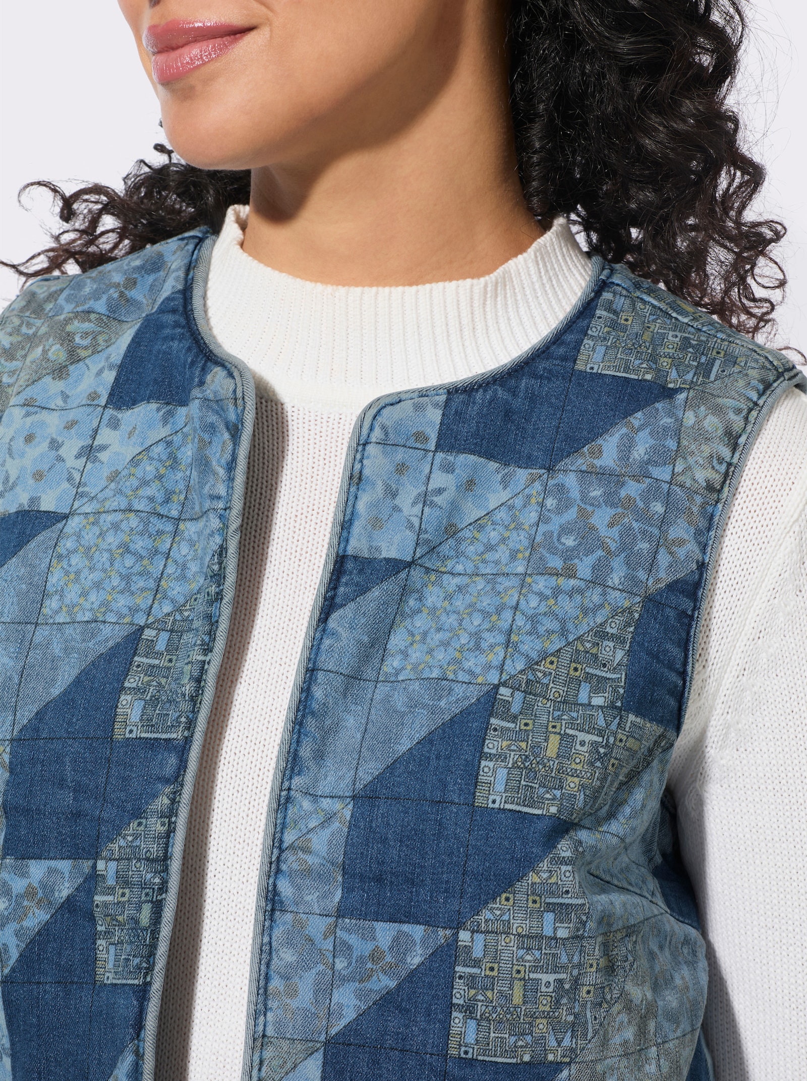 Wendeweste in Patch-Optik - jeansblau-gemustert